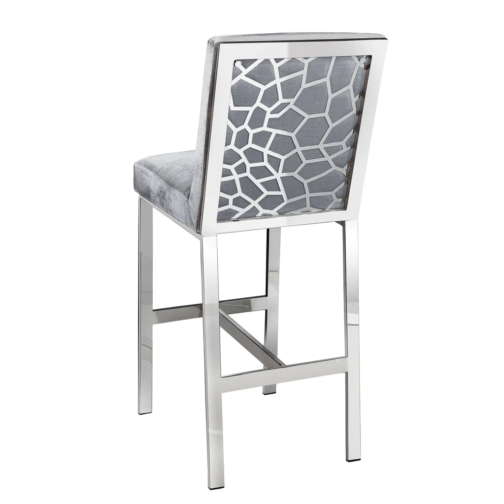 Wellington Counter Chair: Grey Velvet - Image 2