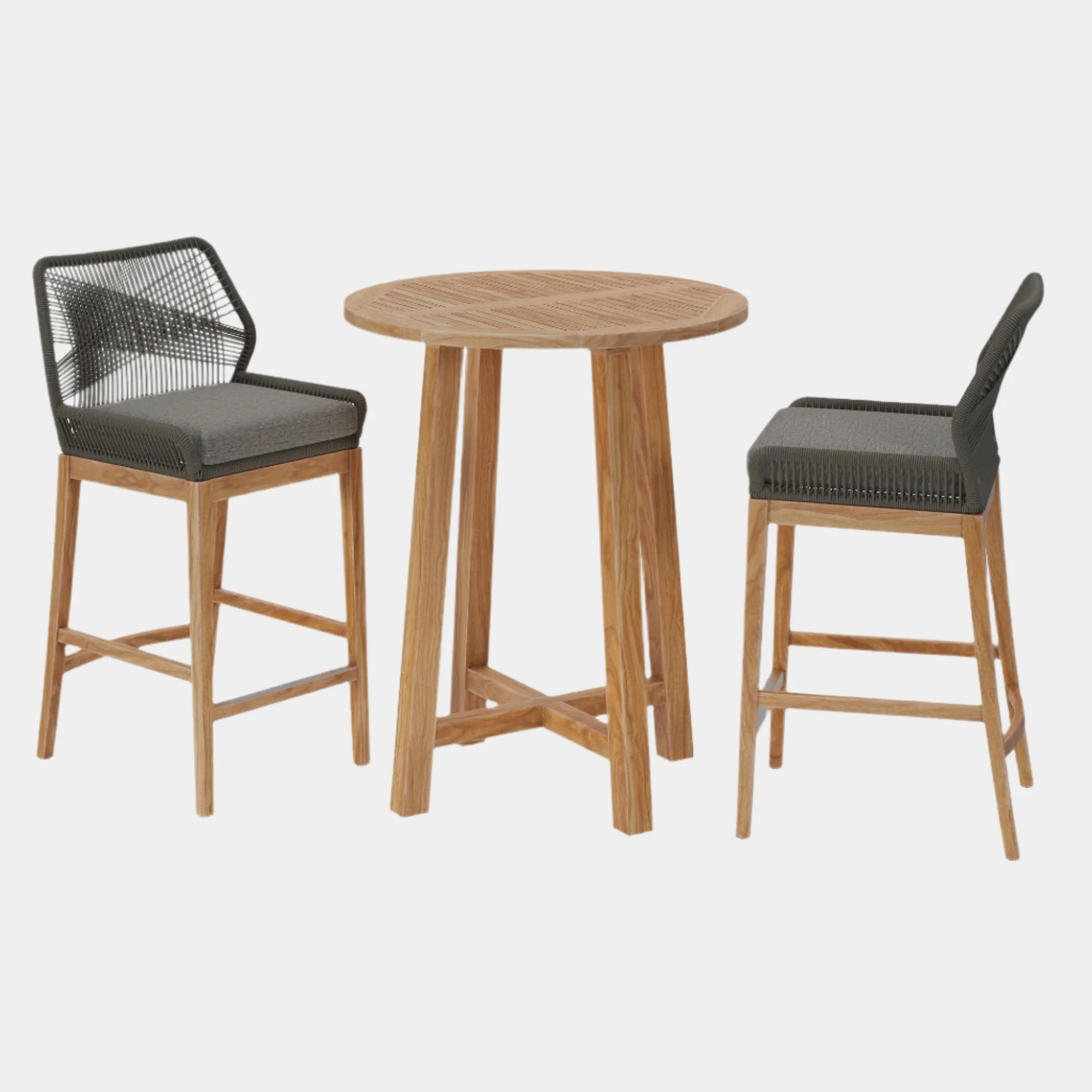 Wellspring 3-Piece Outdoor Patio Teak Wood Bar Set - Image 11