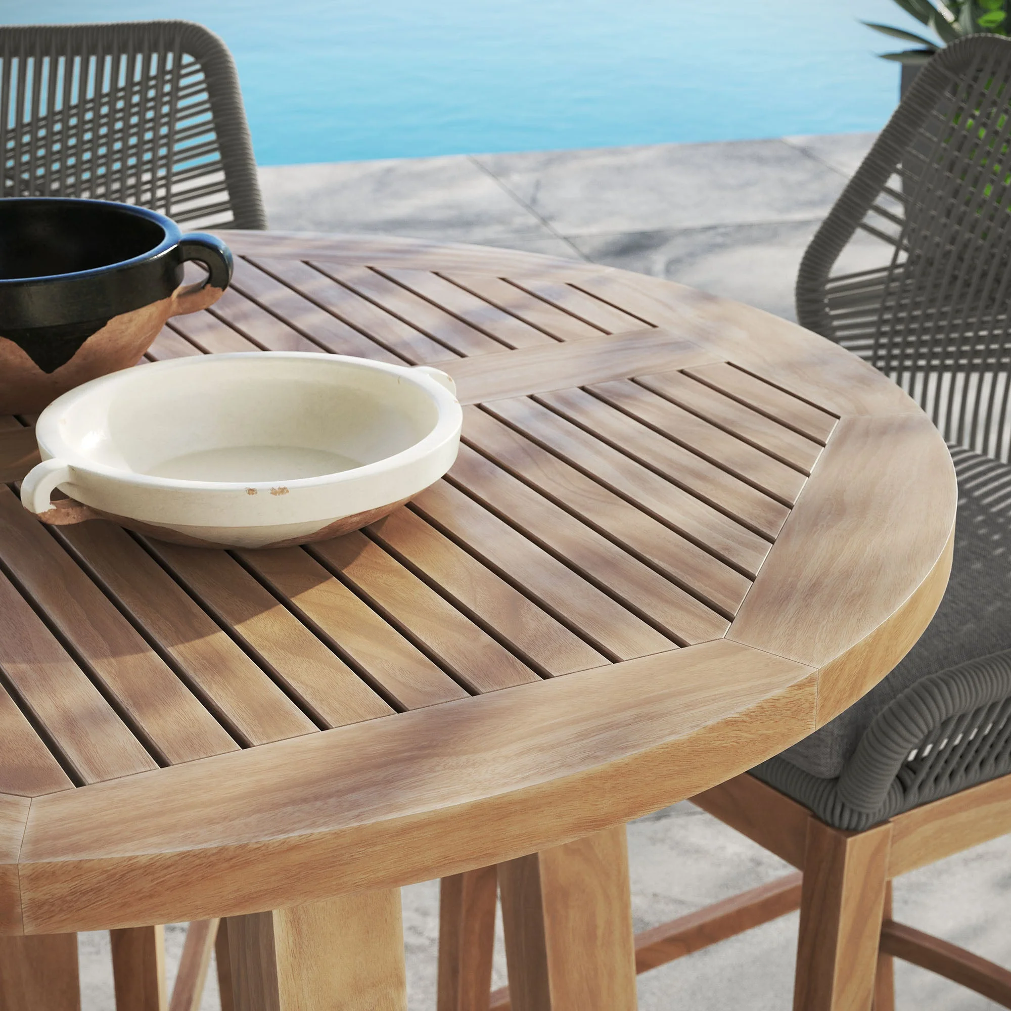 Wellspring 3-Piece Outdoor Patio Teak Wood Bar Set - Image 13