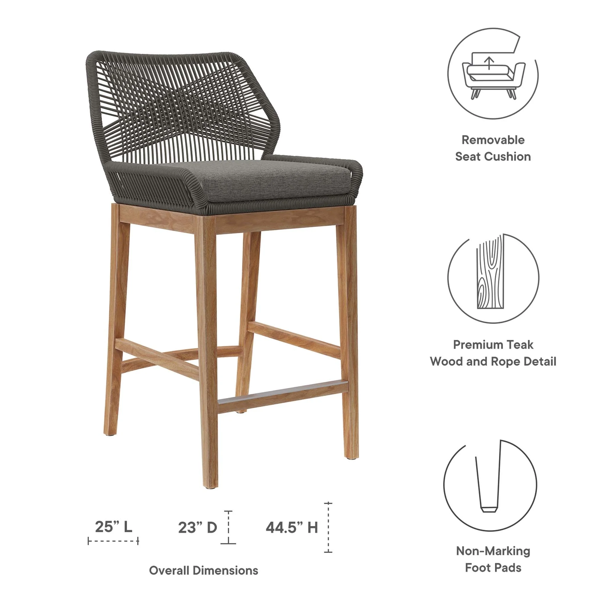 Wellspring 3-Piece Outdoor Patio Teak Wood Bar Set - Image 14