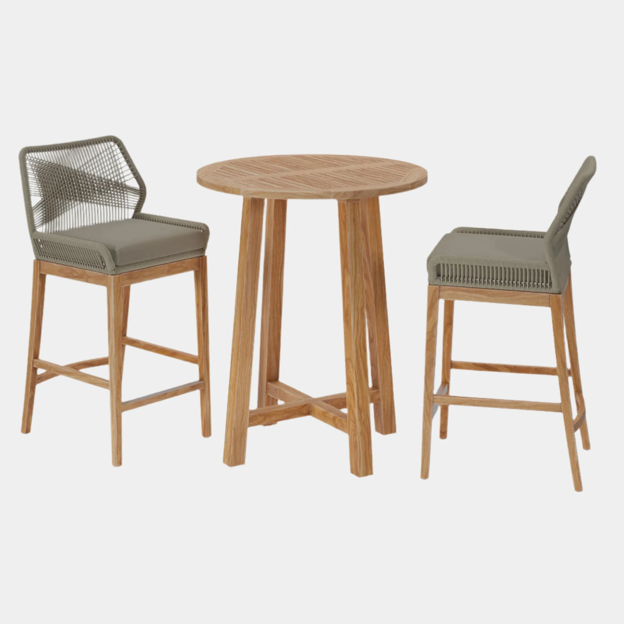 Wellspring 3-Piece Outdoor Patio Teak Wood Bar Set - Image 21