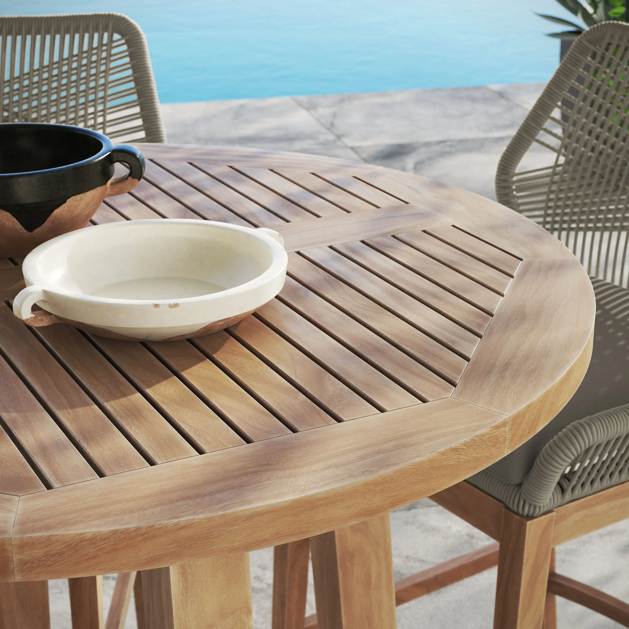 Wellspring 3-Piece Outdoor Patio Teak Wood Bar Set - Image 23