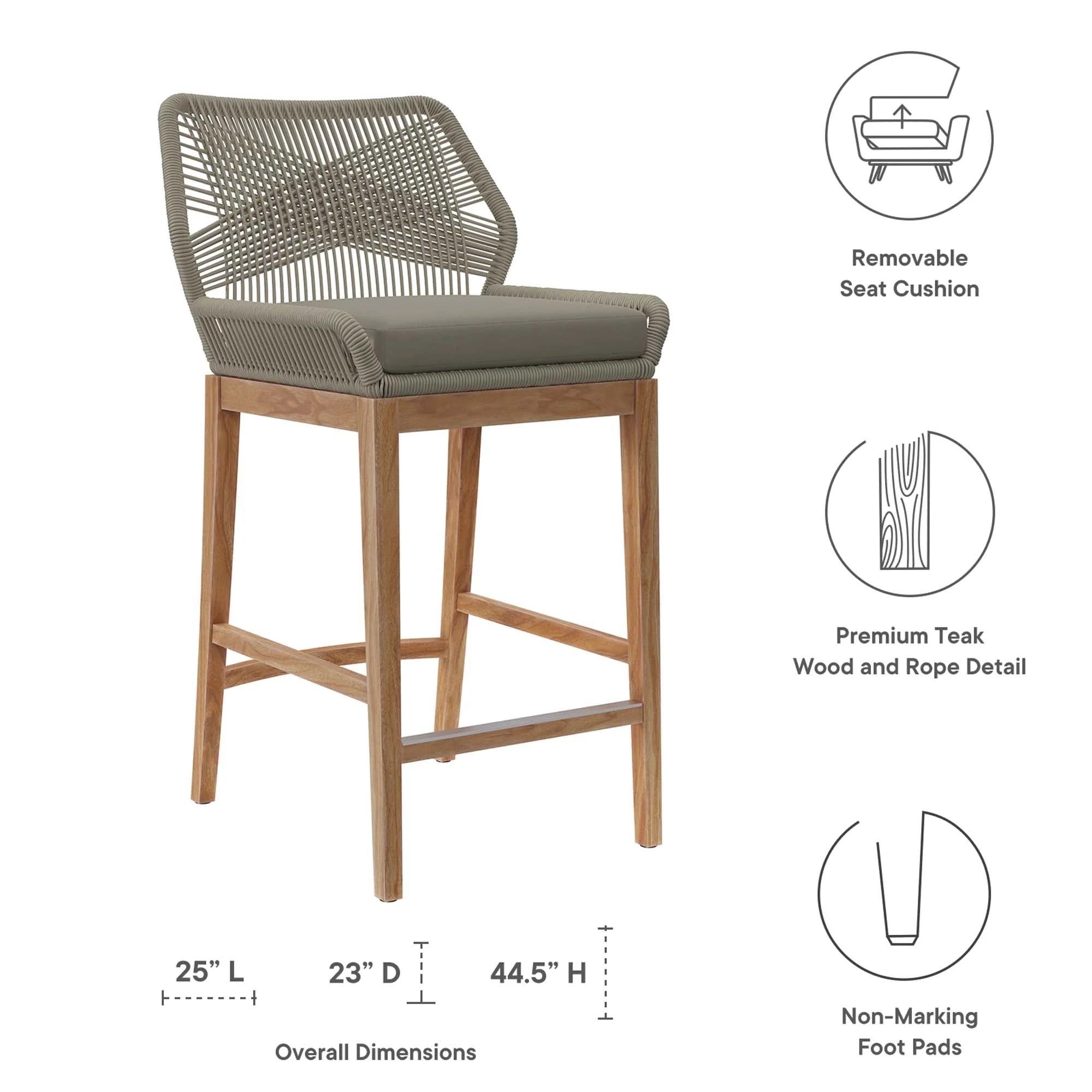 Wellspring 3-Piece Outdoor Patio Teak Wood Bar Set - Image 25