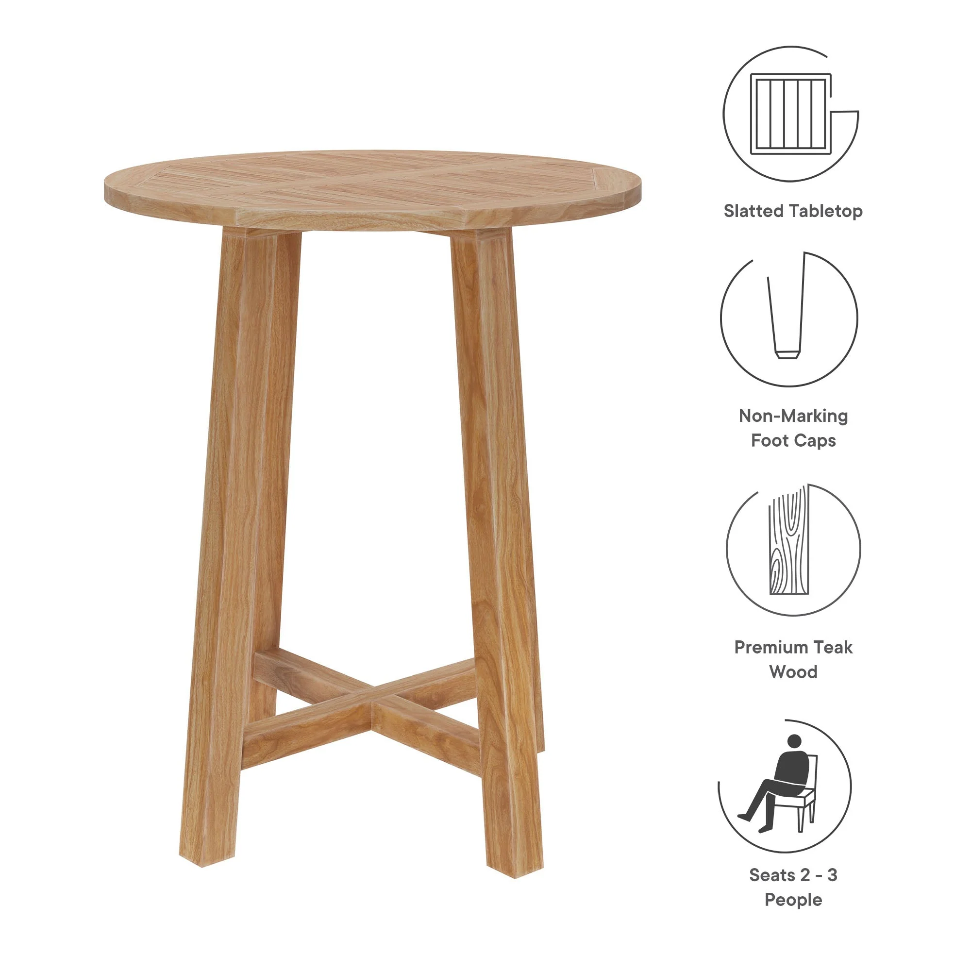 Wellspring 3-Piece Outdoor Patio Teak Wood Bar Set - Image 26