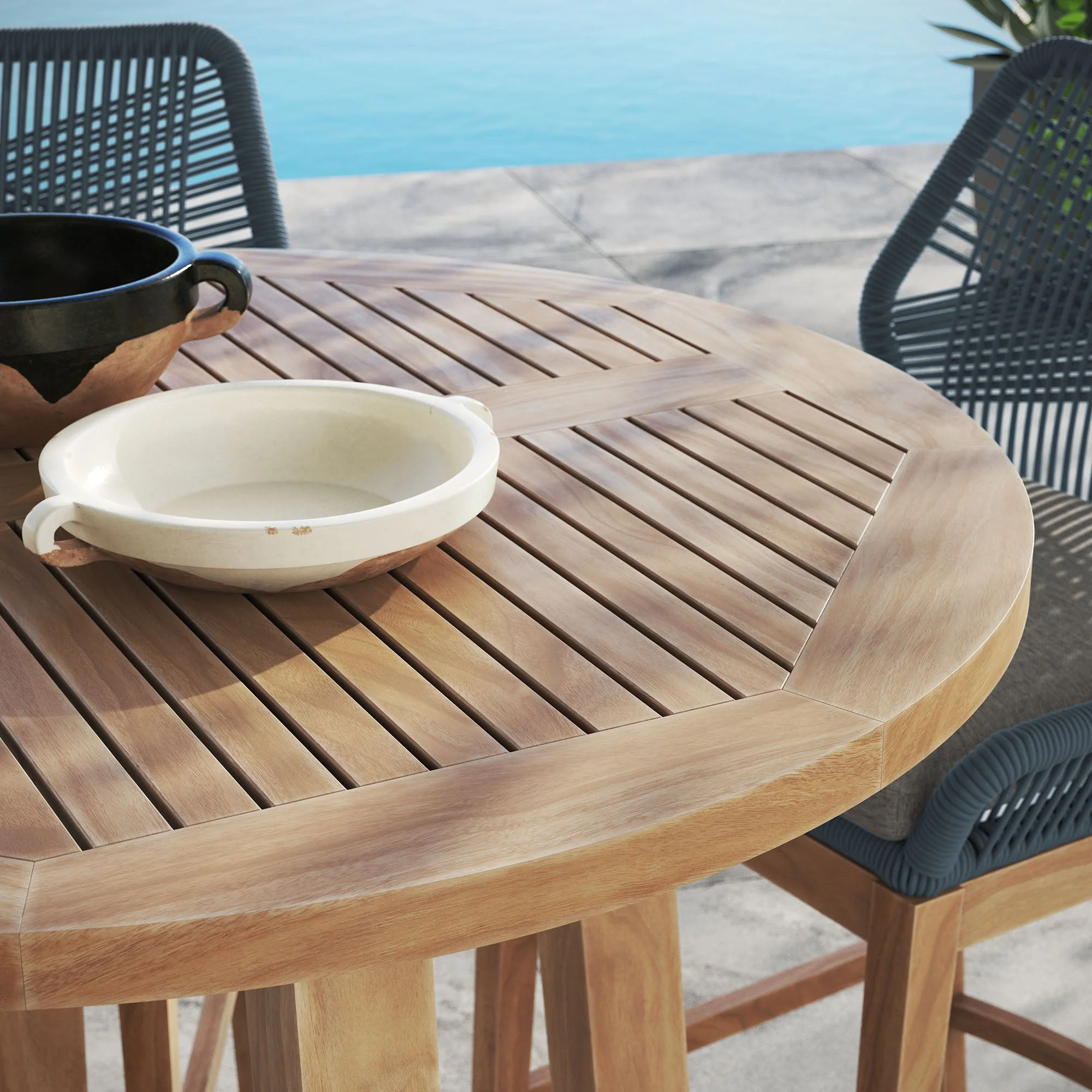 Wellspring 3-Piece Outdoor Patio Teak Wood Bar Set - Image 3