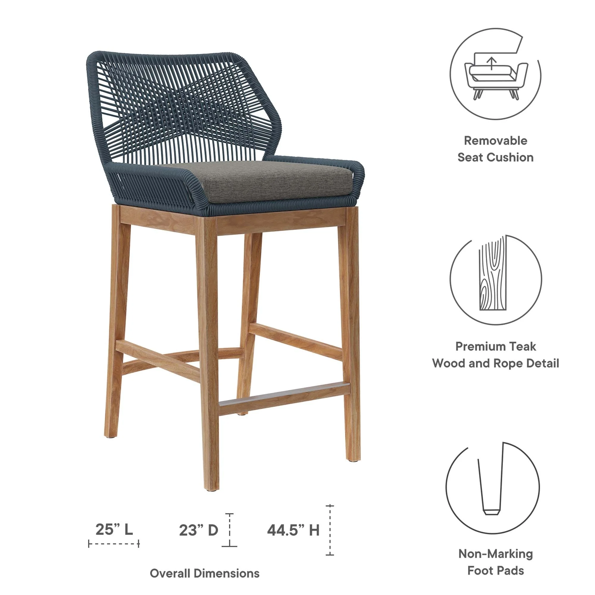 Wellspring 3-Piece Outdoor Patio Teak Wood Bar Set - Image 4