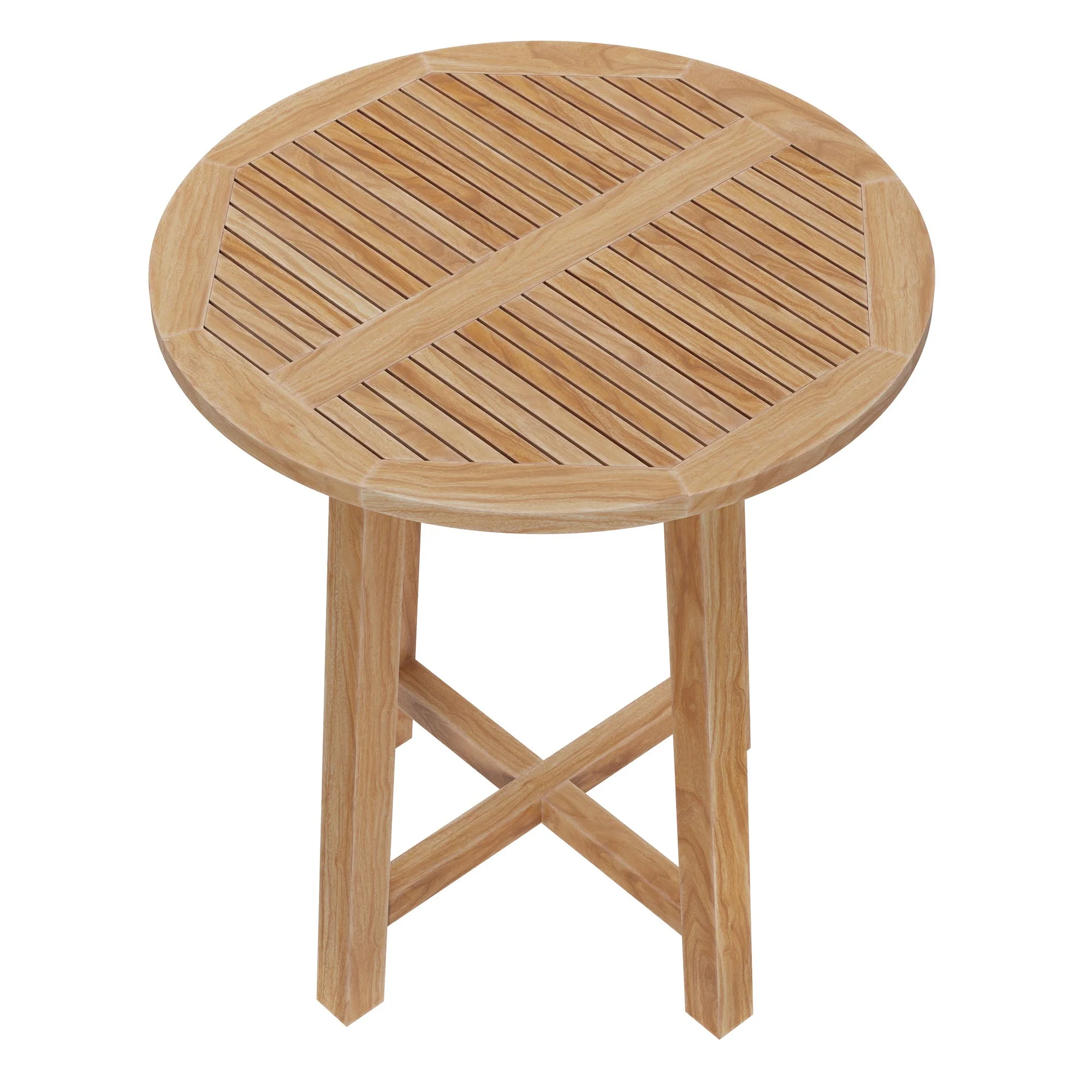 Wellspring 36" Outdoor Patio Teak Wood Bar Table in Natural - Image 6