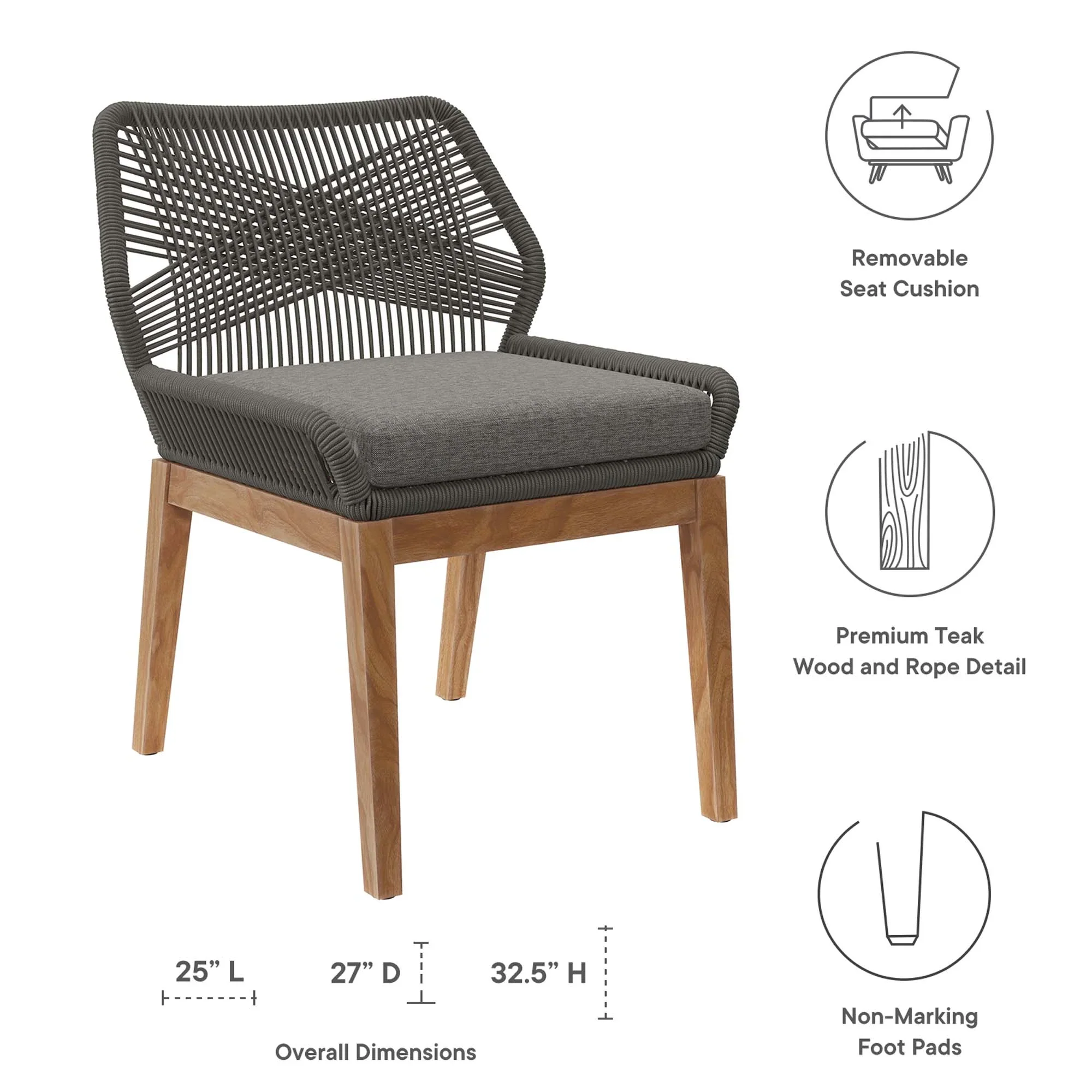 Wellspring 5-Piece Outdoor Patio Teak Wood Dining Set - Image 16