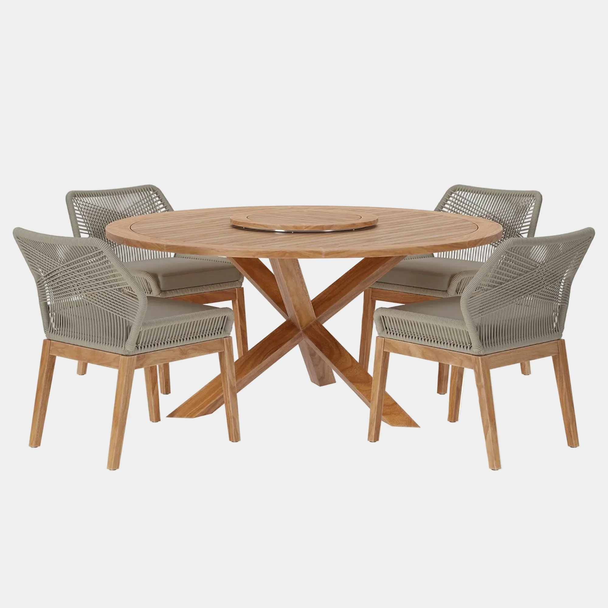 Wellspring 5-Piece Outdoor Patio Teak Wood Dining Set - Image 25