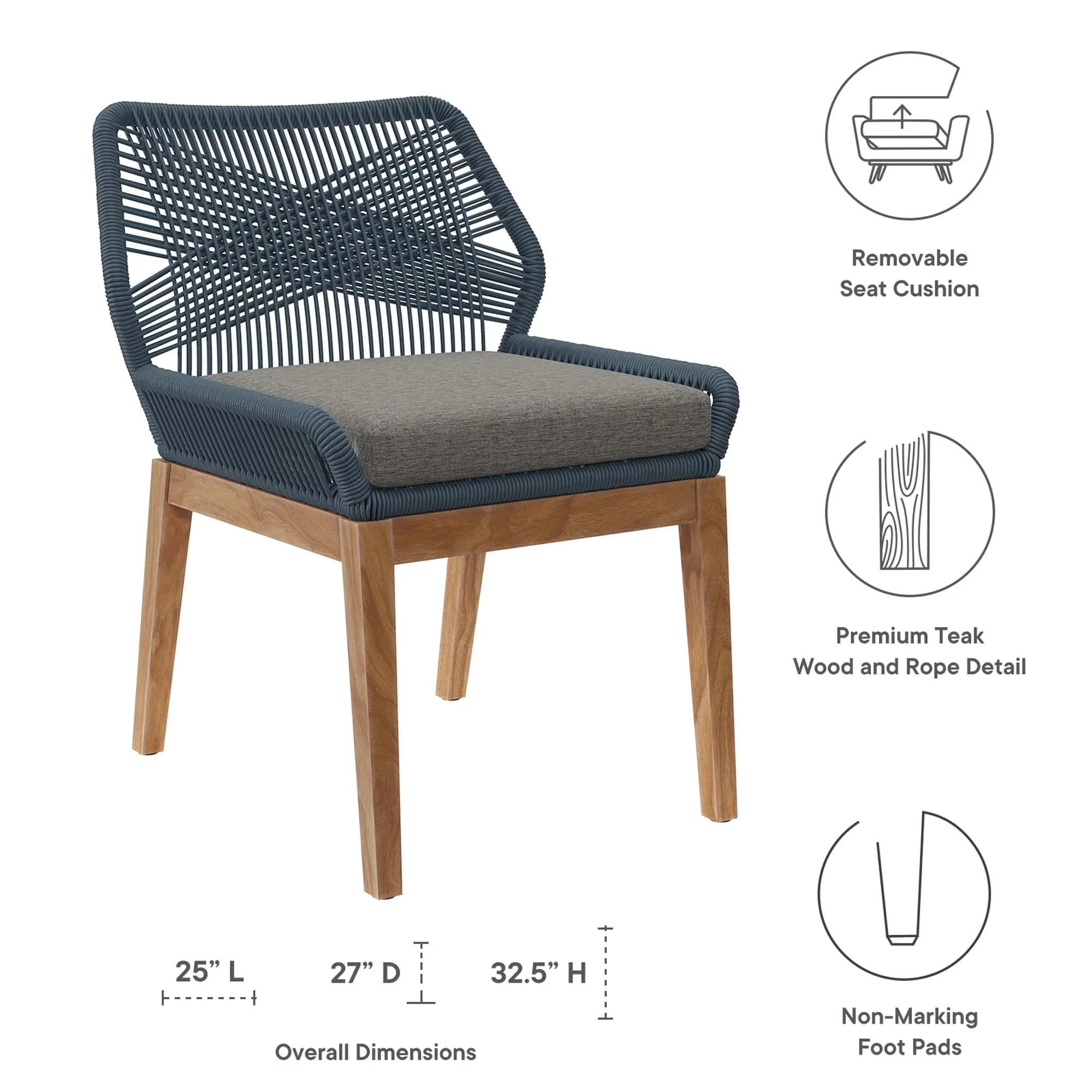 Wellspring 5-Piece Outdoor Patio Teak Wood Dining Set - Image 4
