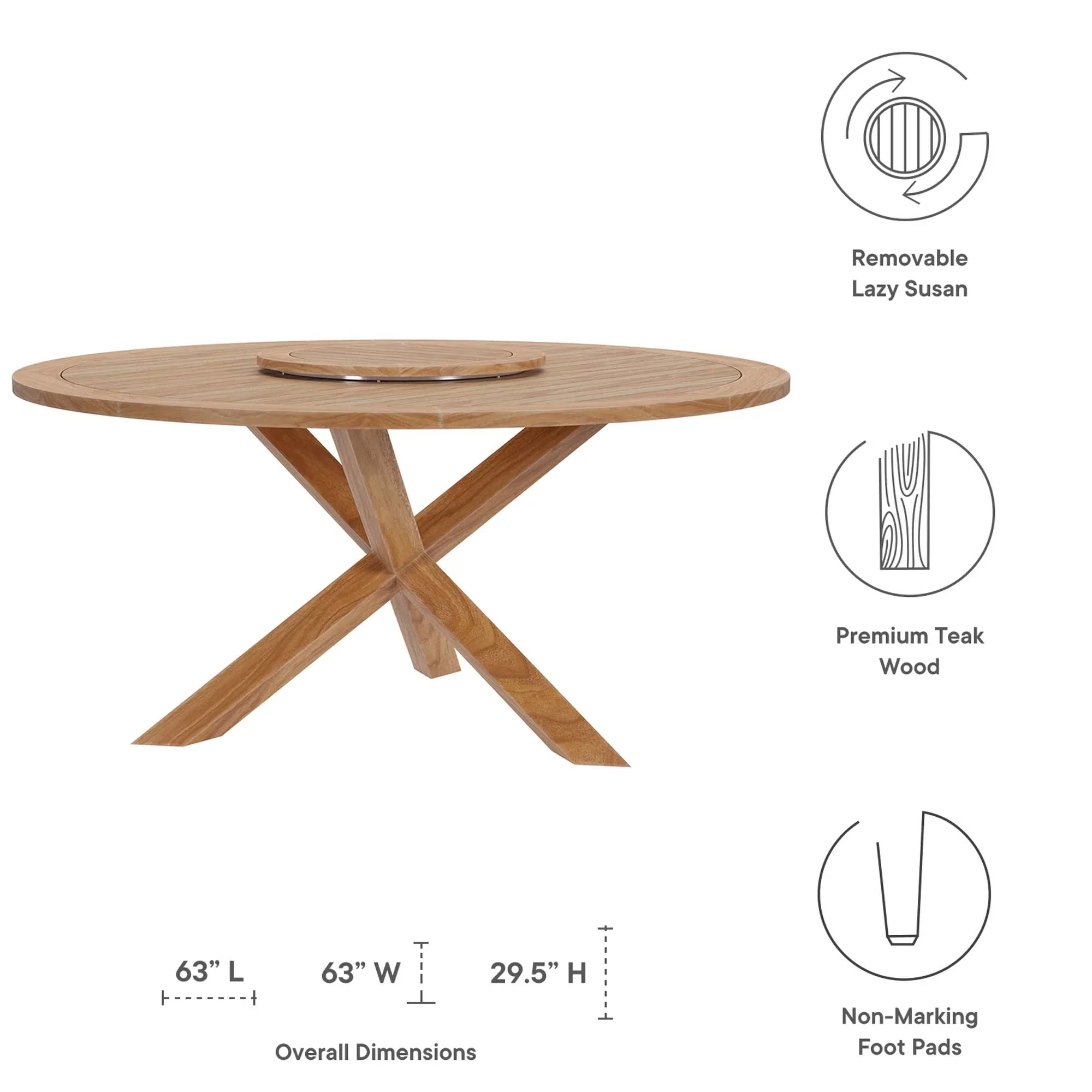 Wellspring 5-Piece Outdoor Patio Teak Wood Dining Set - Image 5