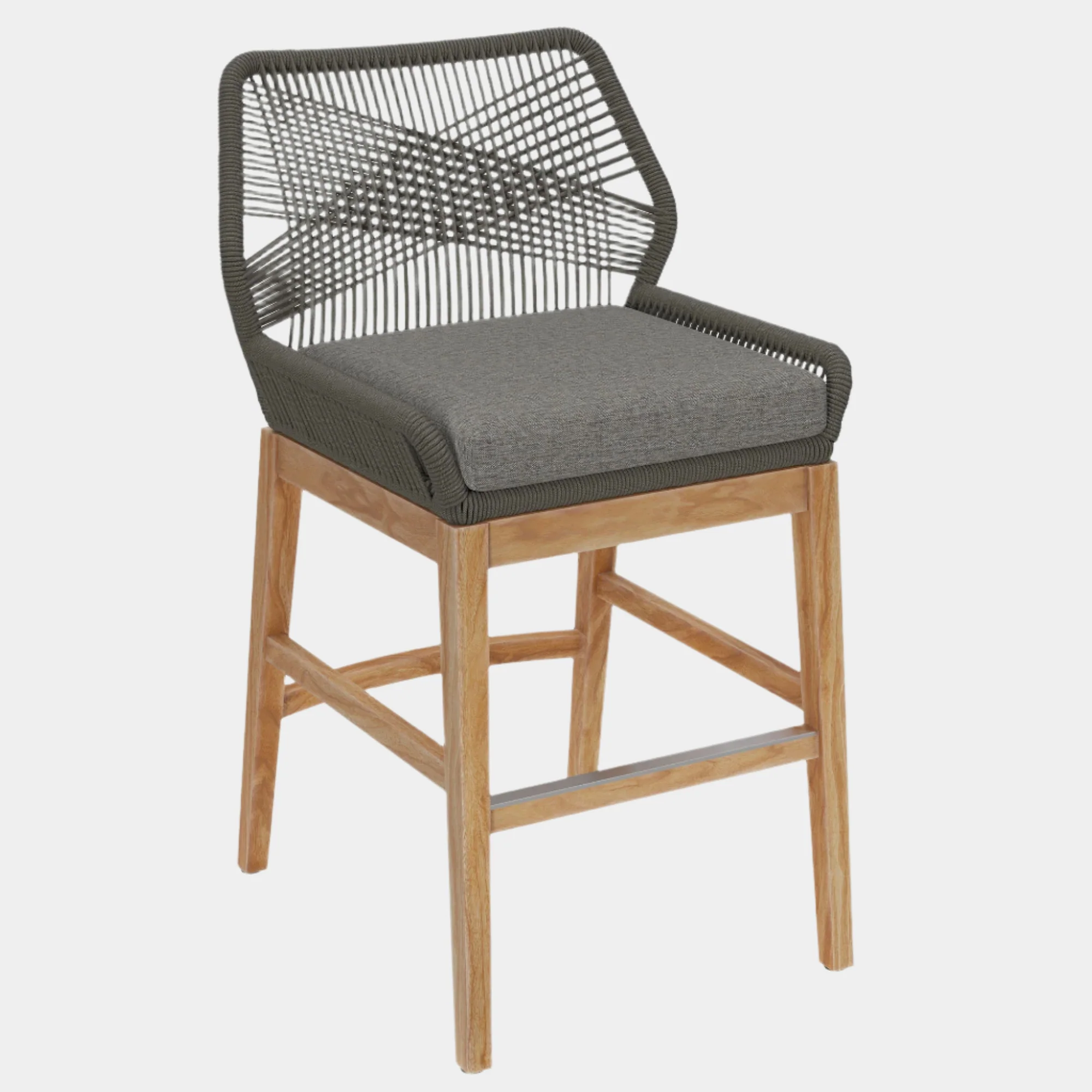 Wellspring Outdoor Patio Teak and Rope Counter Stool - Image 10
