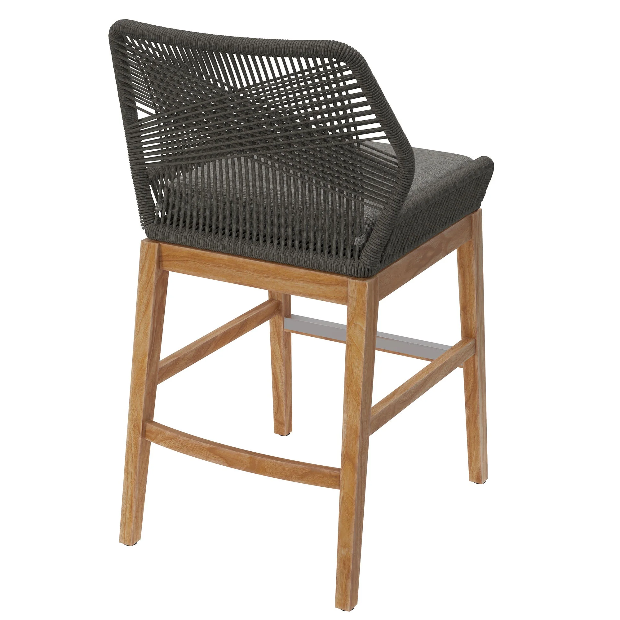 Wellspring Outdoor Patio Teak and Rope Counter Stool - Image 13