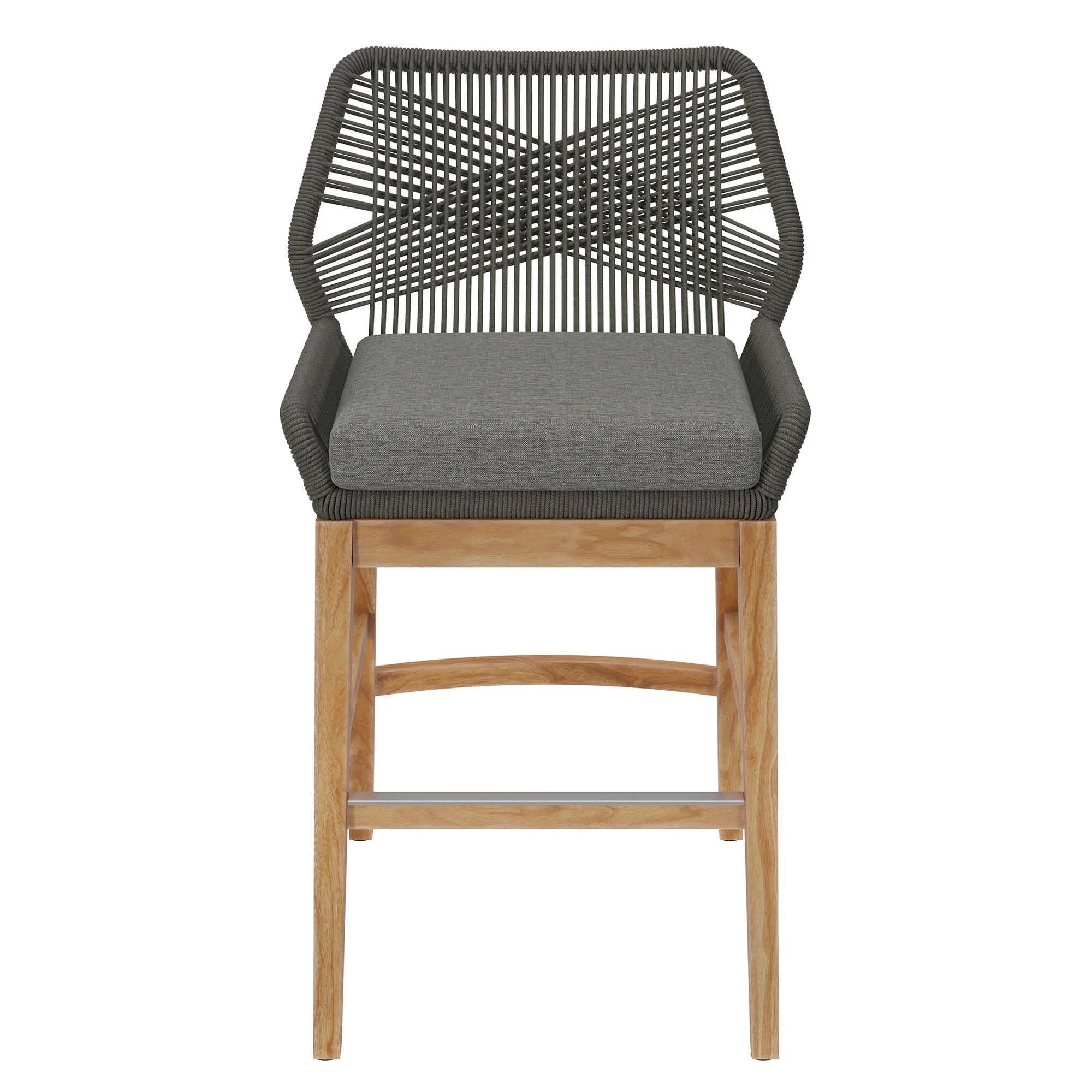 Wellspring Outdoor Patio Teak and Rope Counter Stool - Image 14
