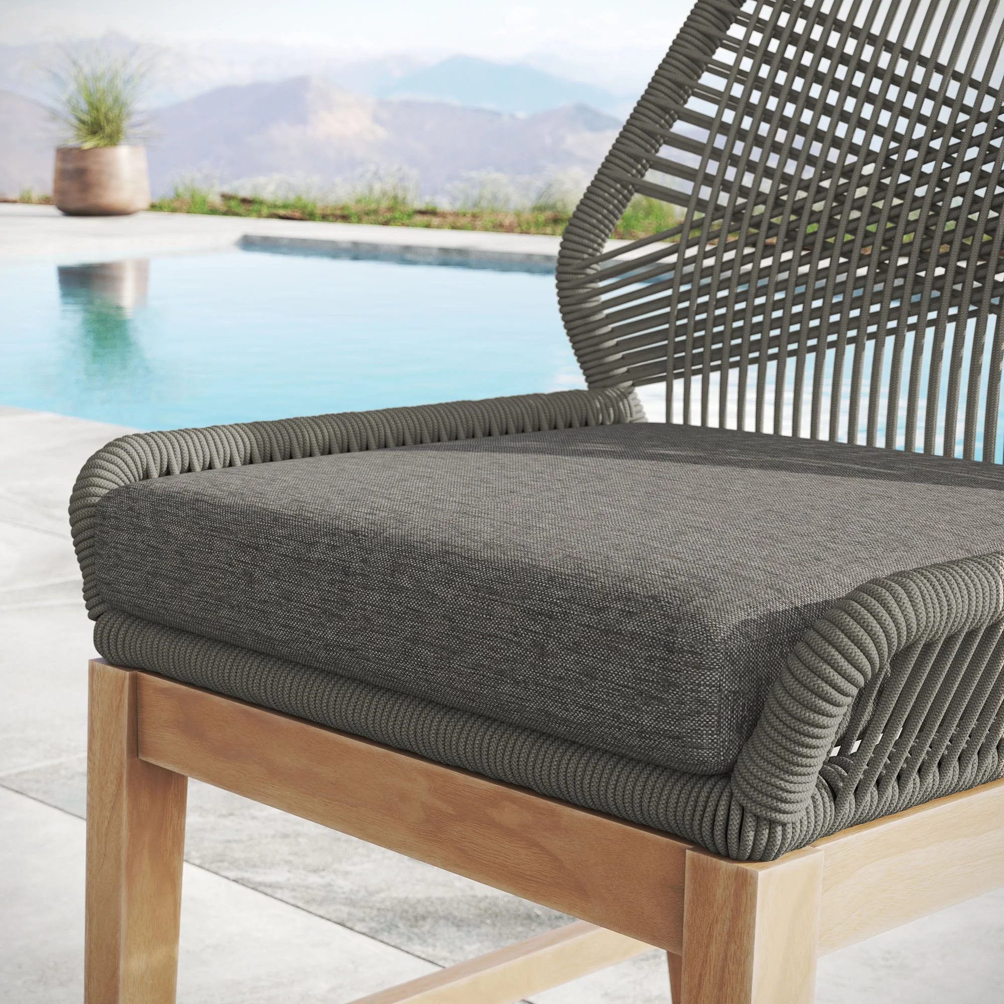 Wellspring Outdoor Patio Teak and Rope Counter Stool - Image 16
