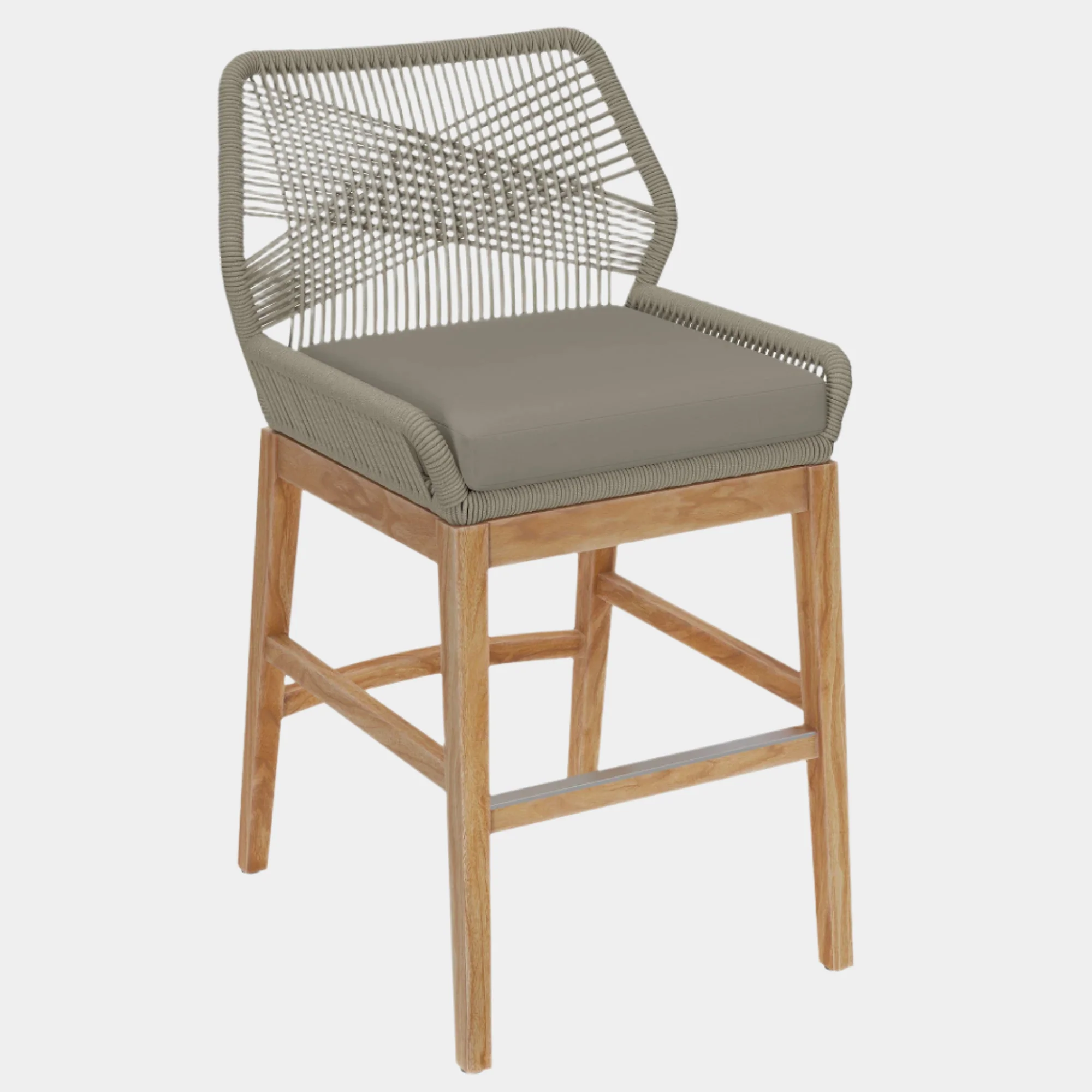 Wellspring Outdoor Patio Teak and Rope Counter Stool - Image 19
