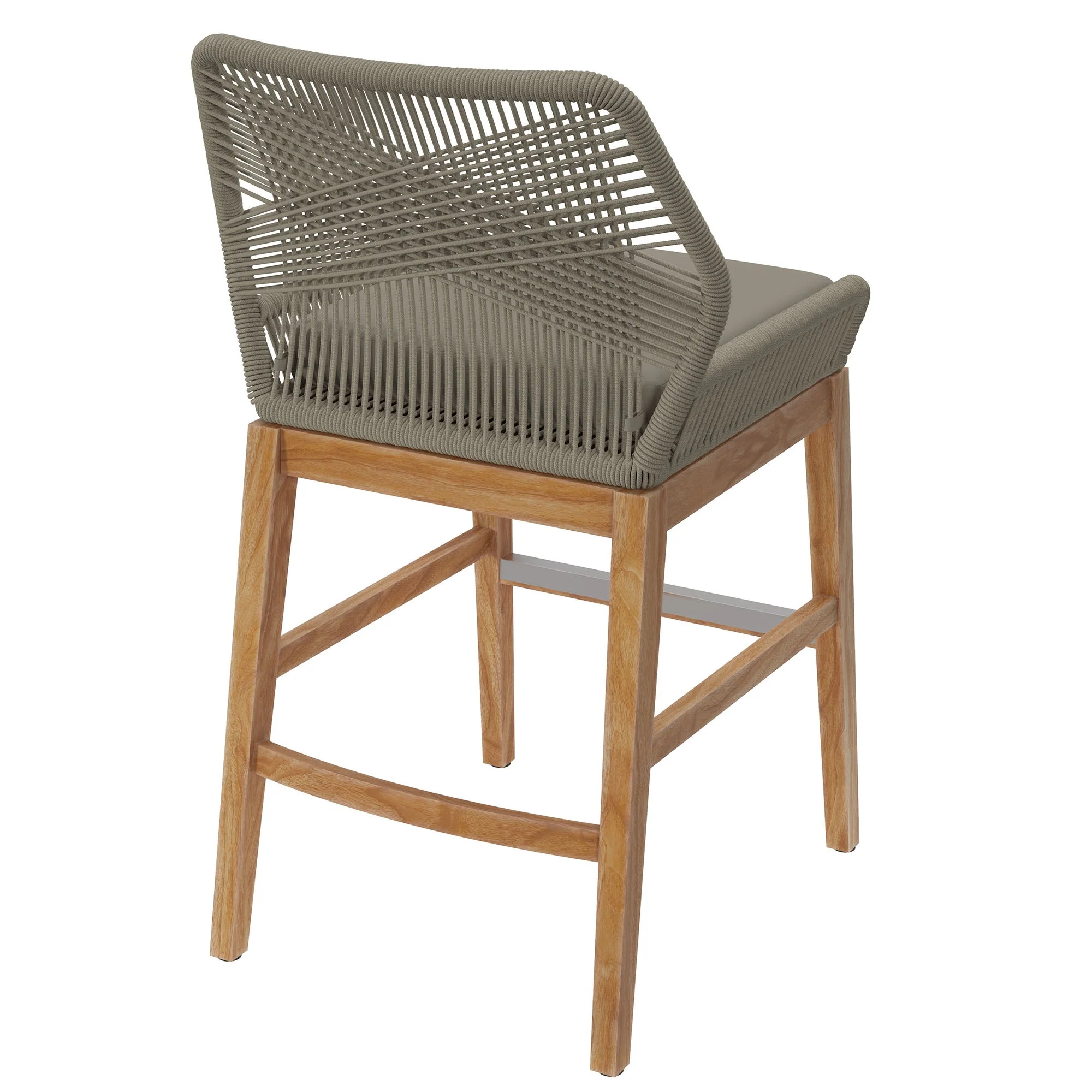 Wellspring Outdoor Patio Teak and Rope Counter Stool - Image 22