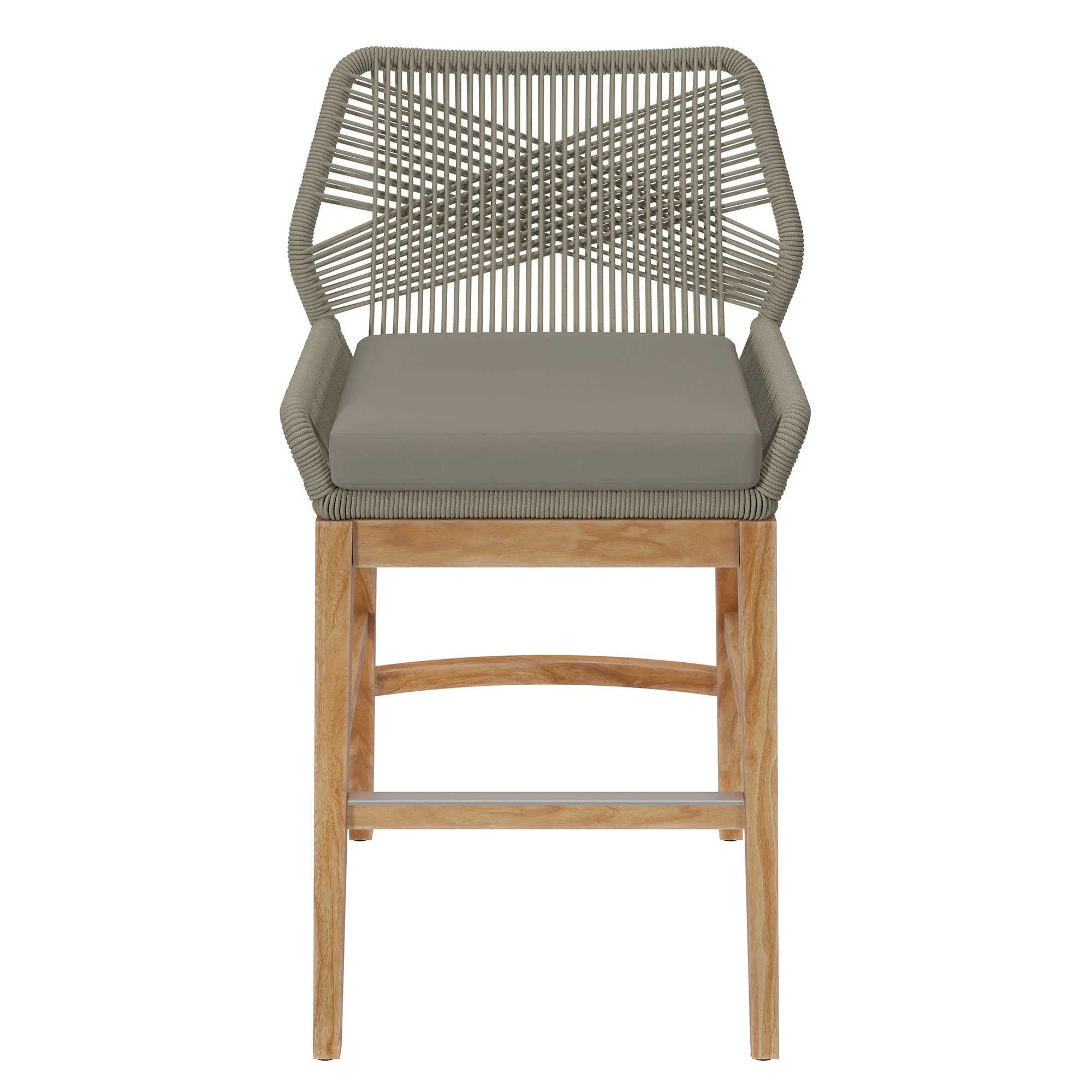 Wellspring Outdoor Patio Teak and Rope Counter Stool - Image 23