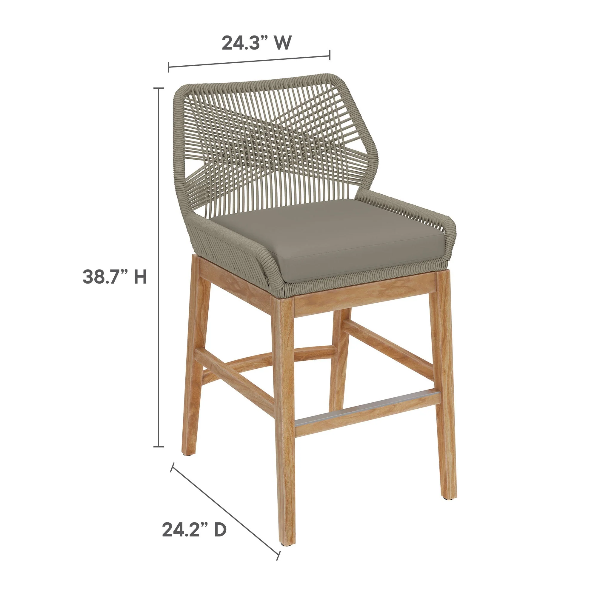 Wellspring Outdoor Patio Teak and Rope Counter Stool - Image 27