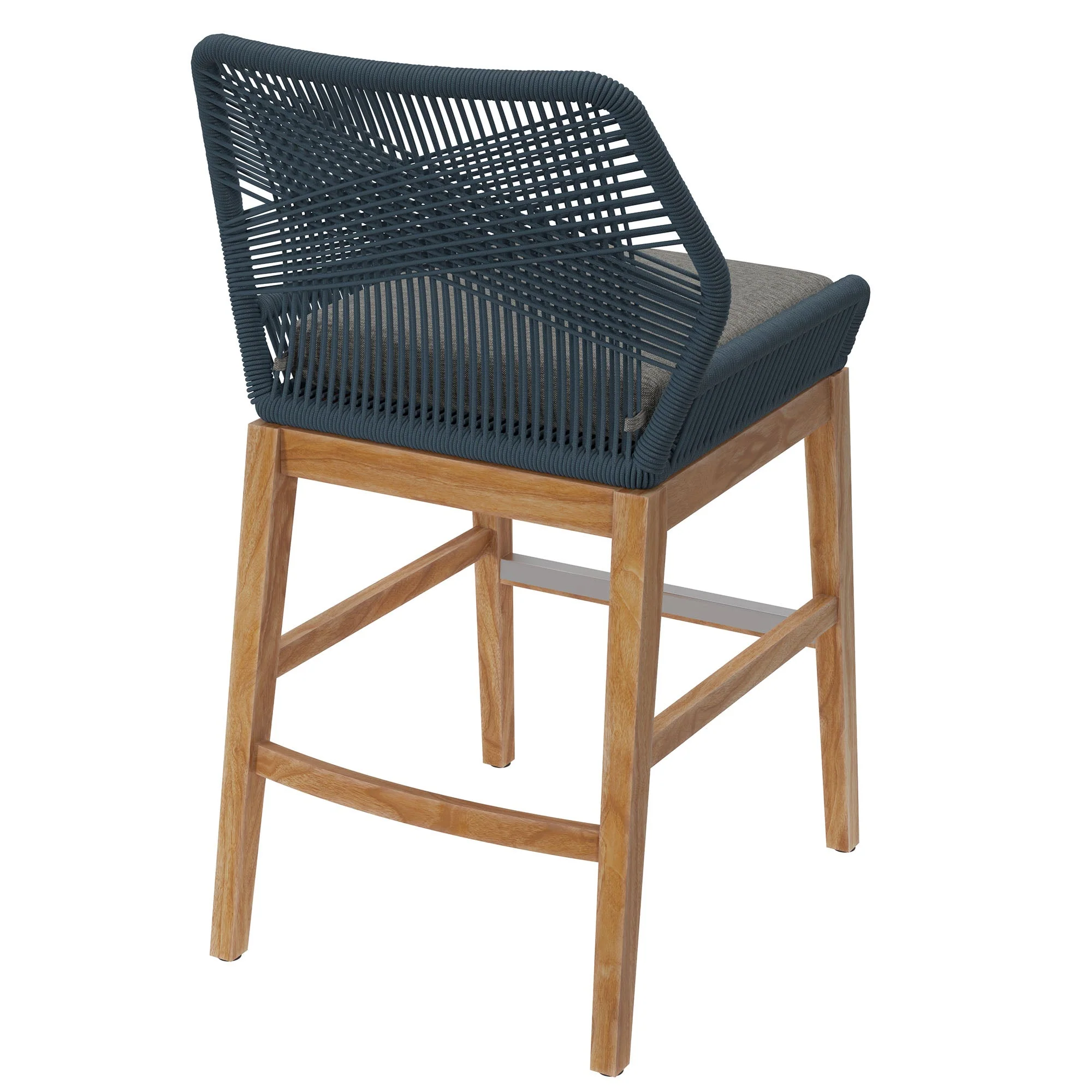 Wellspring Outdoor Patio Teak and Rope Counter Stool - Image 4