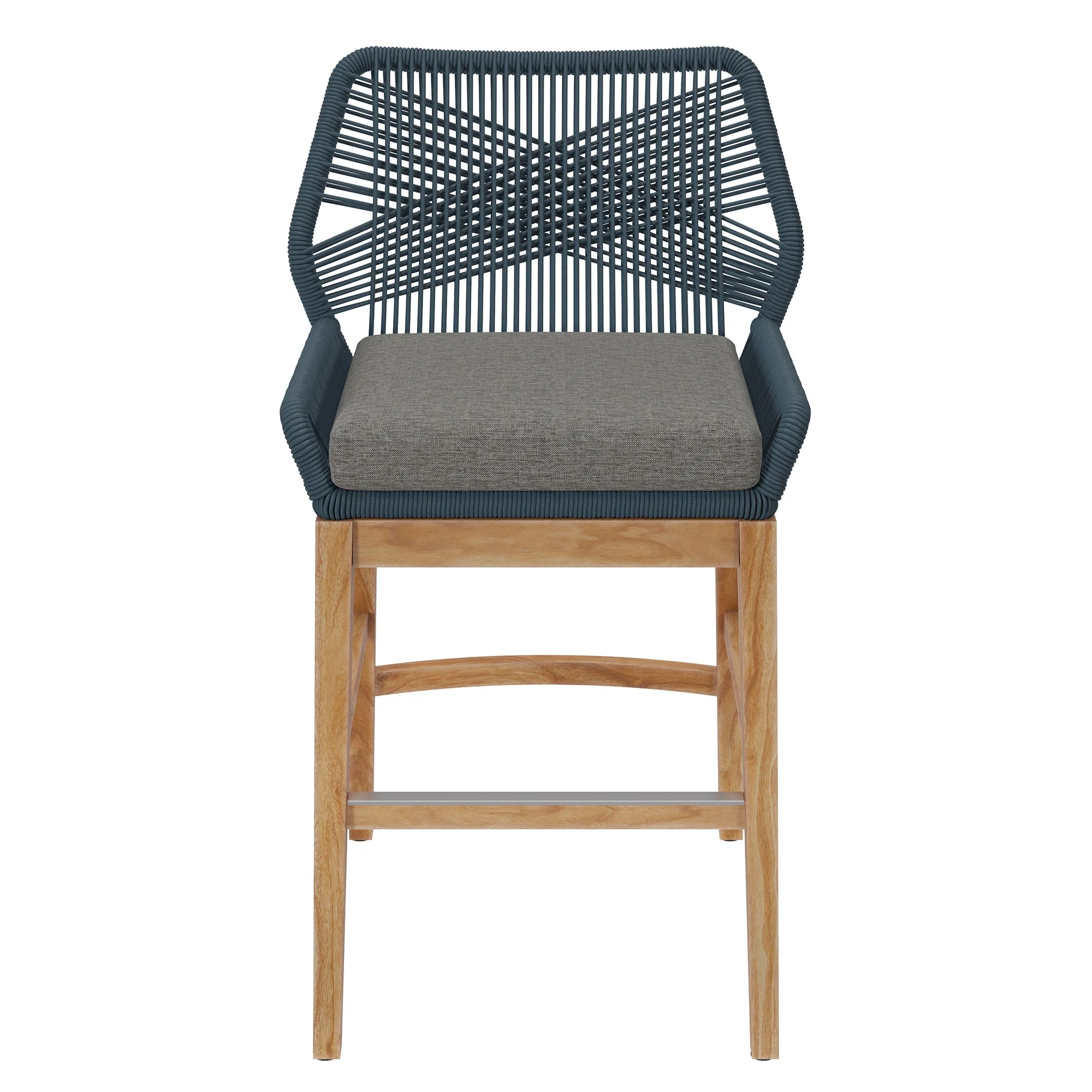 Wellspring Outdoor Patio Teak and Rope Counter Stool - Image 5
