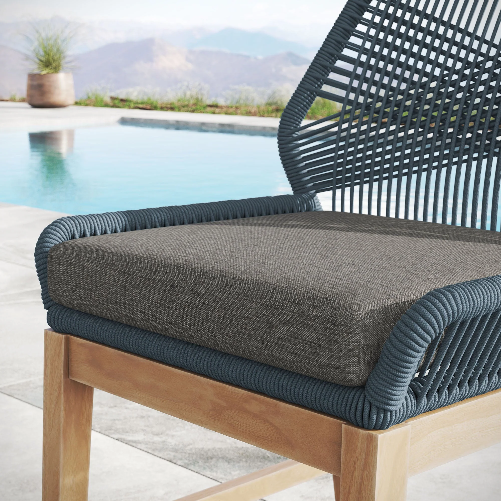 Wellspring Outdoor Patio Teak and Rope Counter Stool - Image 7