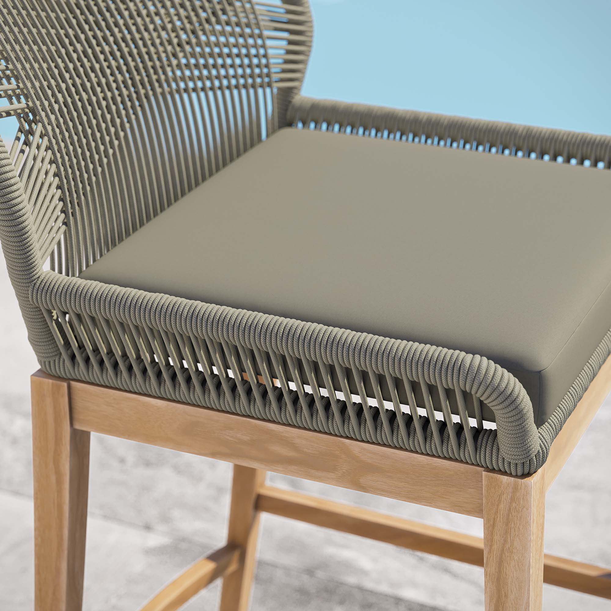 Wellspring Outdoor Patio Teak Wood Bar Stool - Image 17
