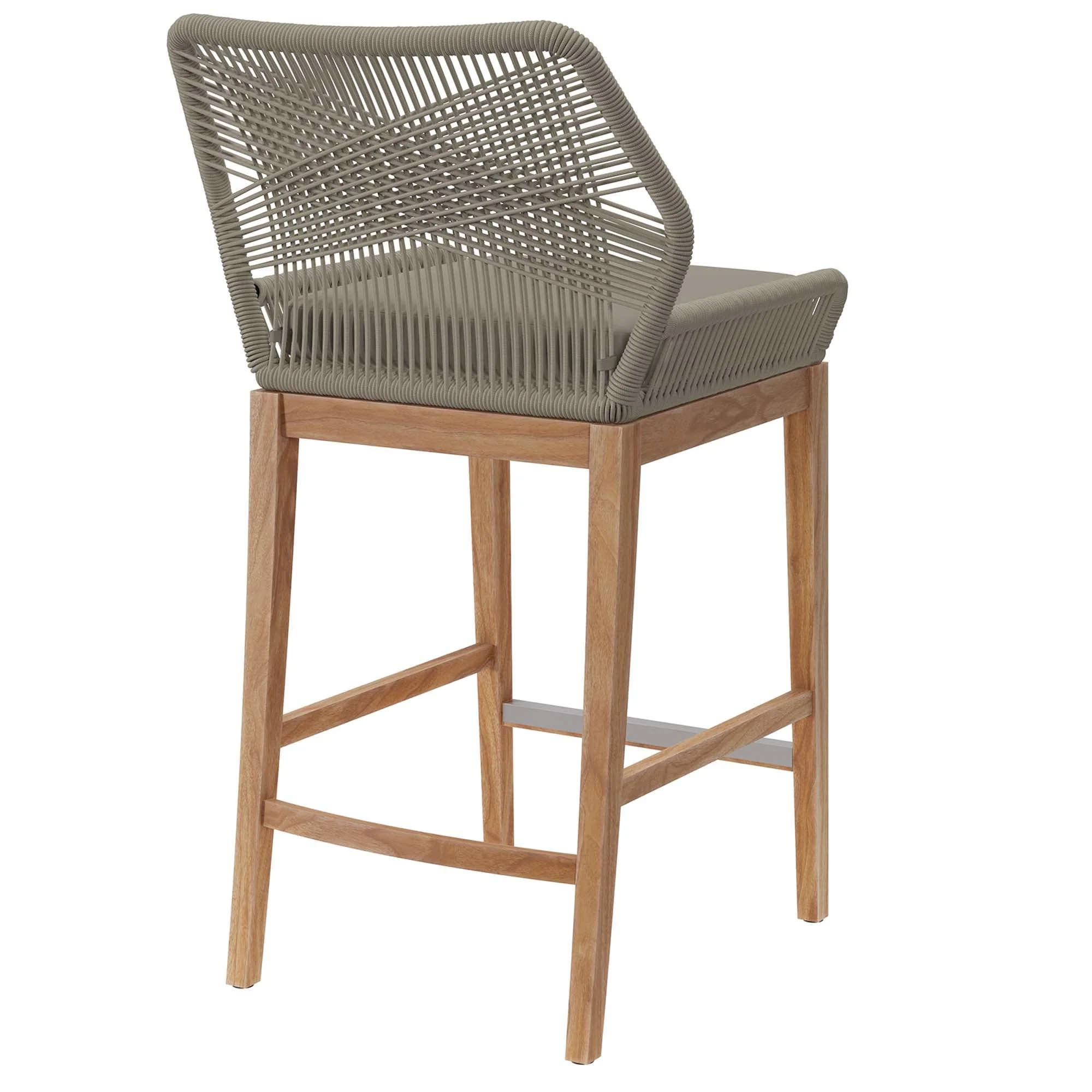 Wellspring Outdoor Patio Teak Wood Bar Stool - Image 19