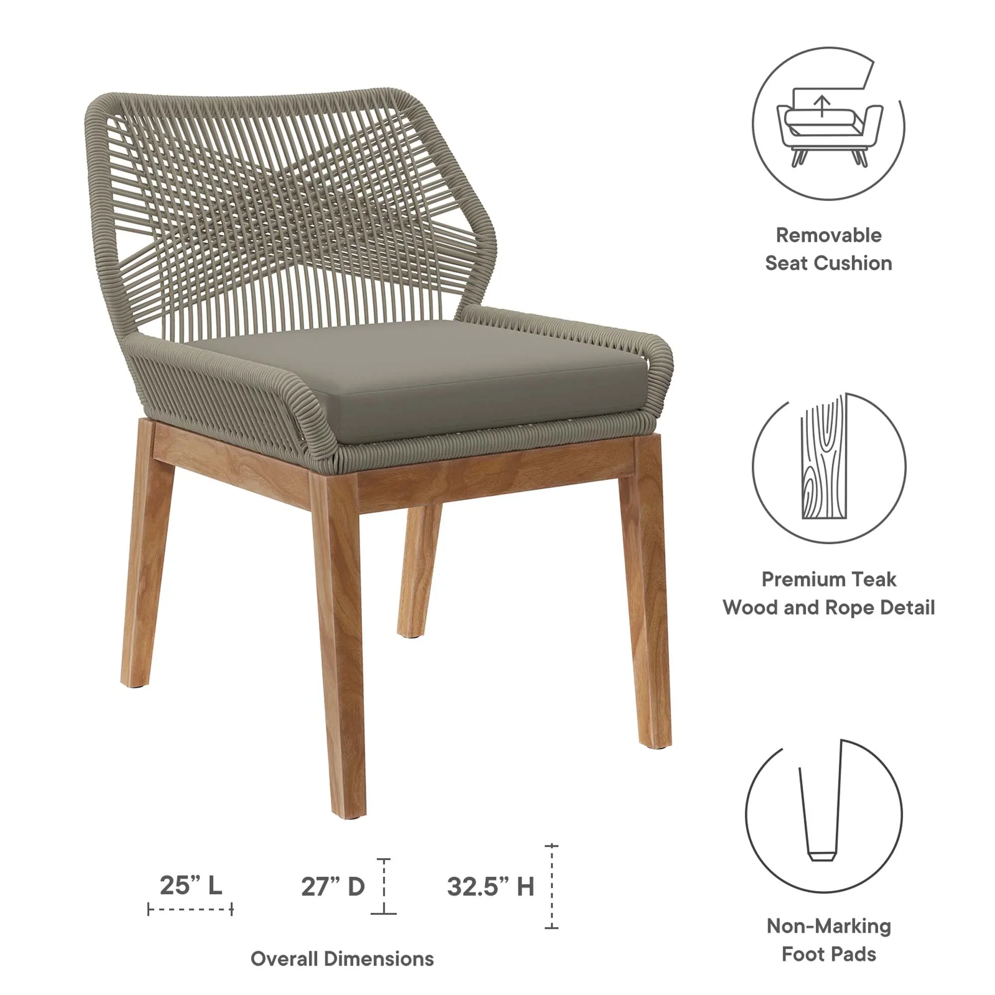 Wellspring Outdoor Patio Teak Wood Dining Chair - Image 20