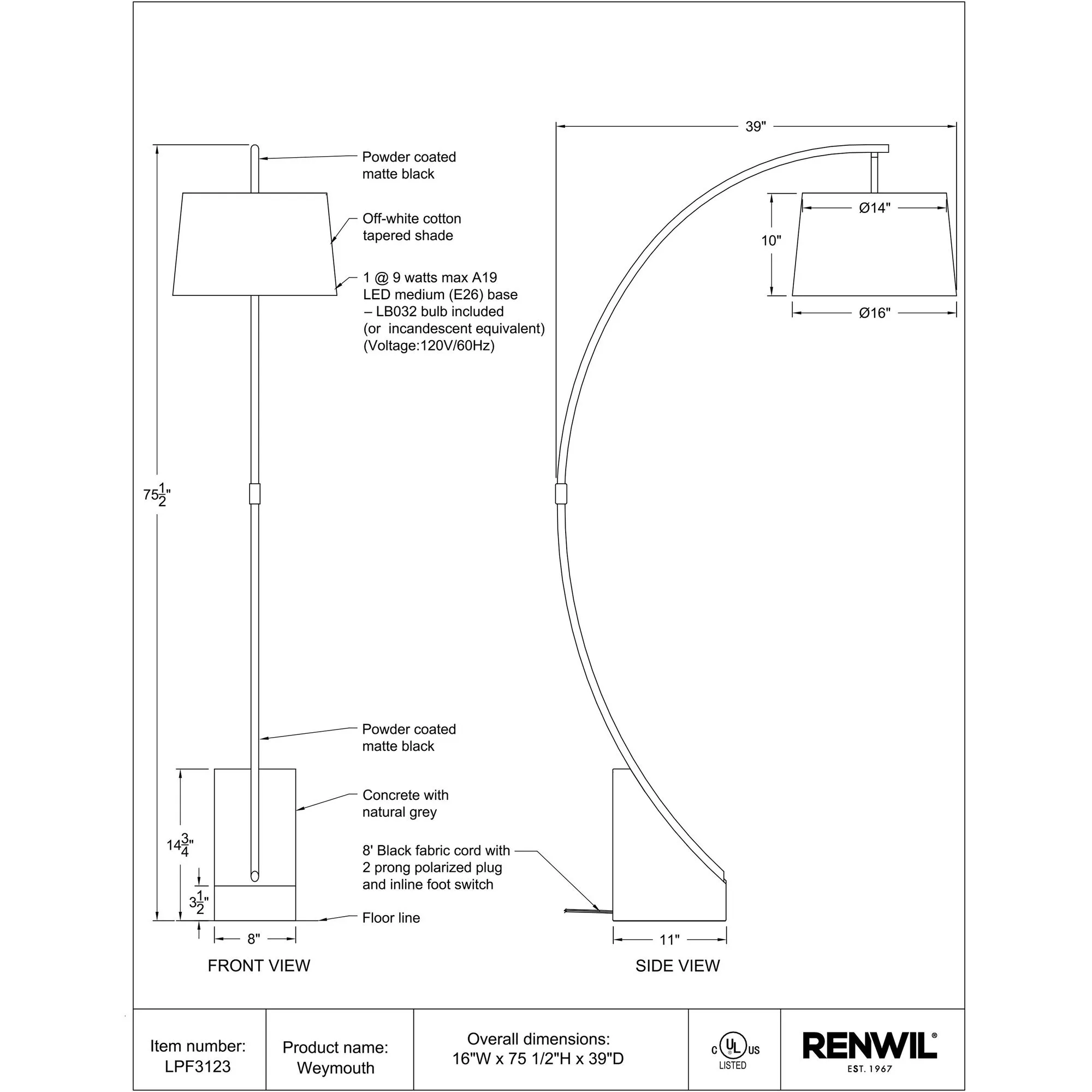 Weymouth Floor Lamp - Image 6