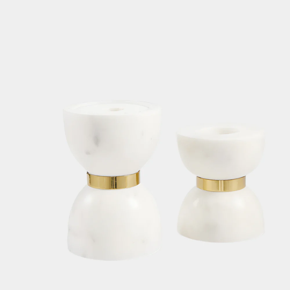 White Marble and Gold Tea Light