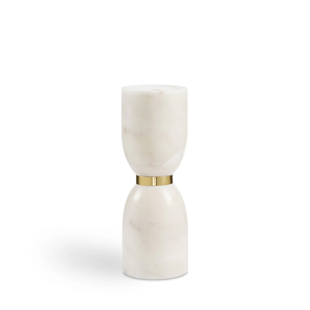 White Marble and Gold Tea Light Large (Set of 2) - Image 2