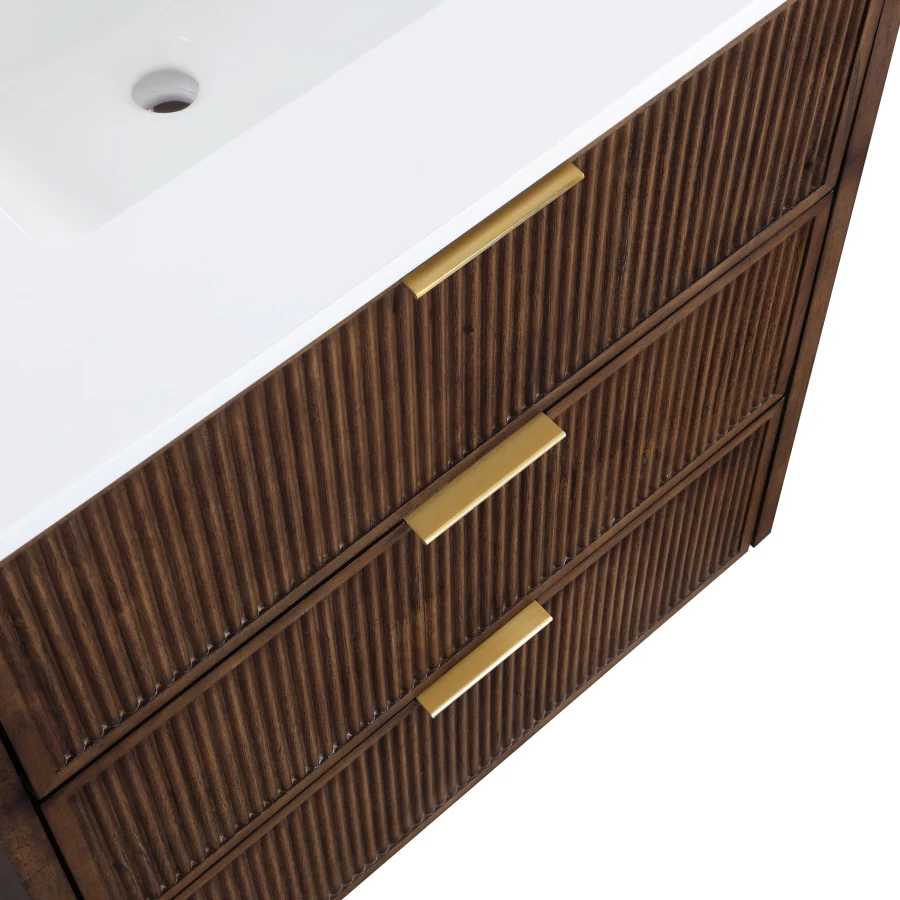 Willard White Engineered Stone And Solid Wood Bathroom Vanity - Image 30