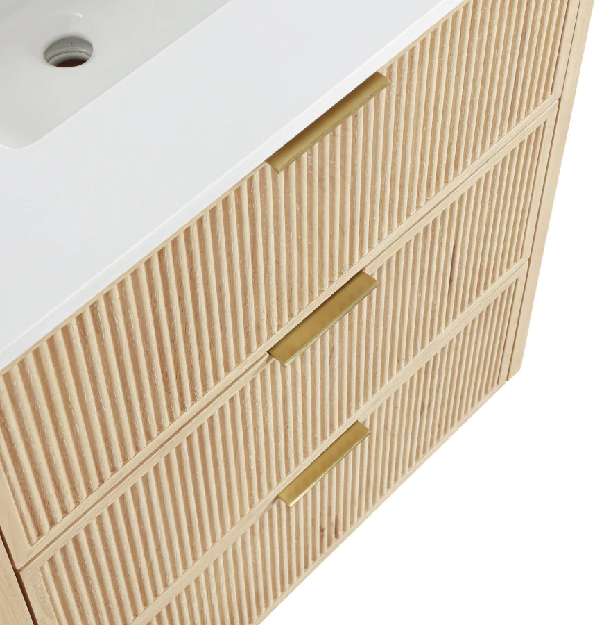 Willard White Engineered Stone And Solid Wood Bathroom Vanity - Image 43
