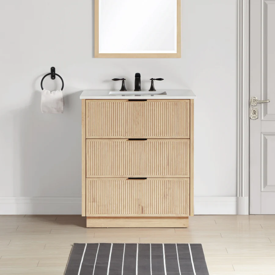 Willard White Engineered Stone And Solid Wood Bathroom Vanity - Image 44