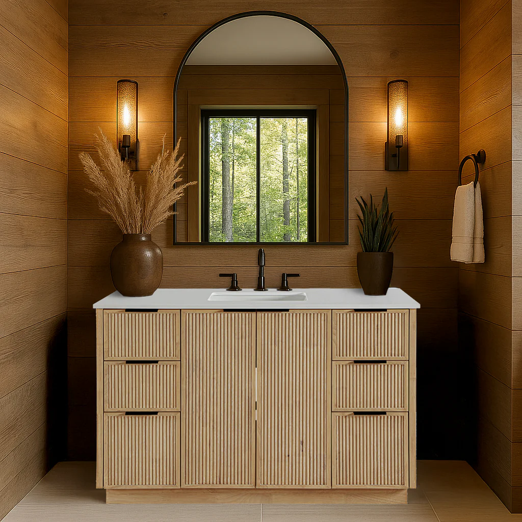 Willard 48" White Engineered Stone And Solid Wood Bathroom Vanity - Image 15