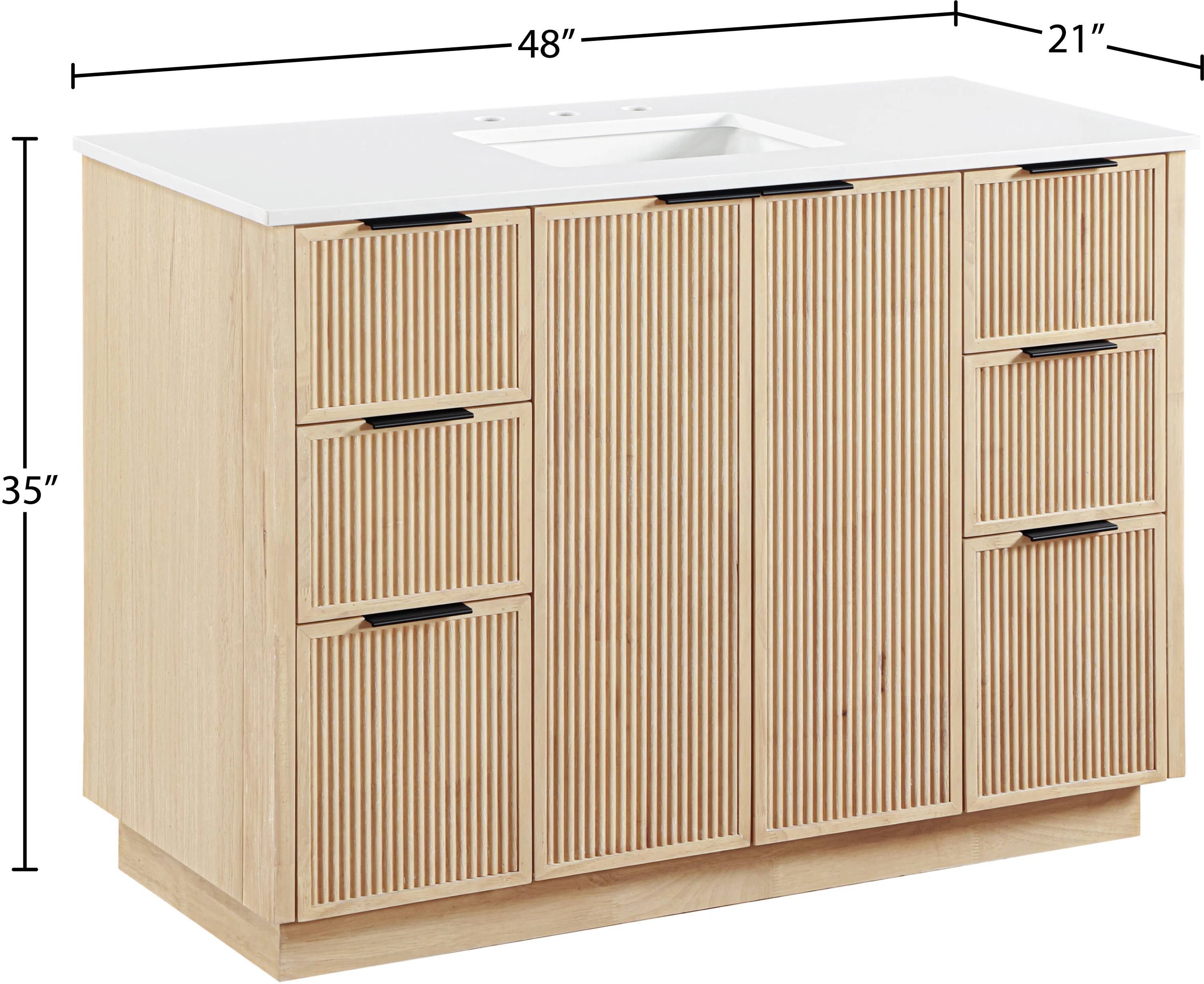 Willard 48" White Engineered Stone And Solid Wood Bathroom Vanity - Image 25