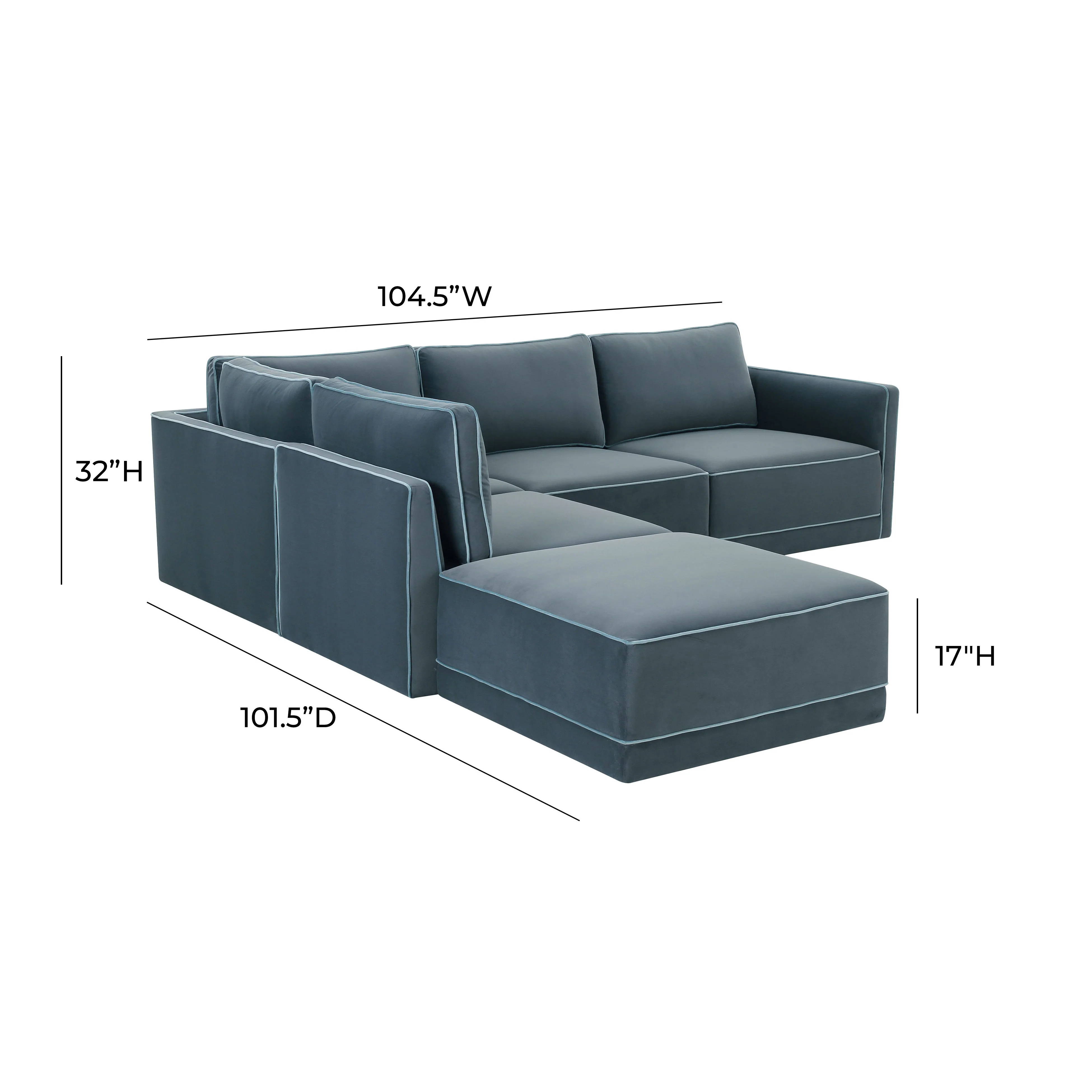 Willow 5-Piece Performance Velvet Modular Left Facing Sectional - Image 12