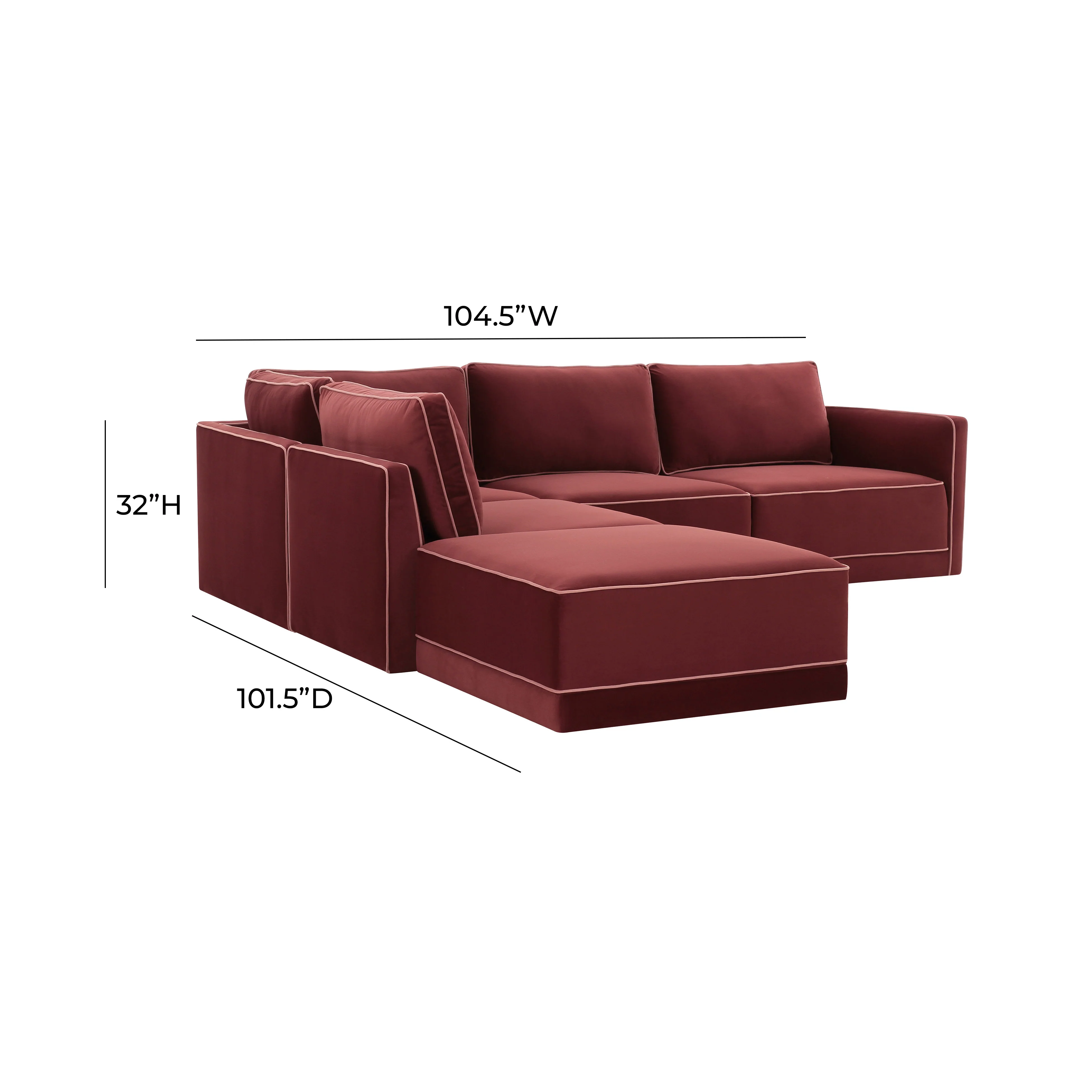 Willow 5-Piece Performance Velvet Modular Left Facing Sectional - Image 6