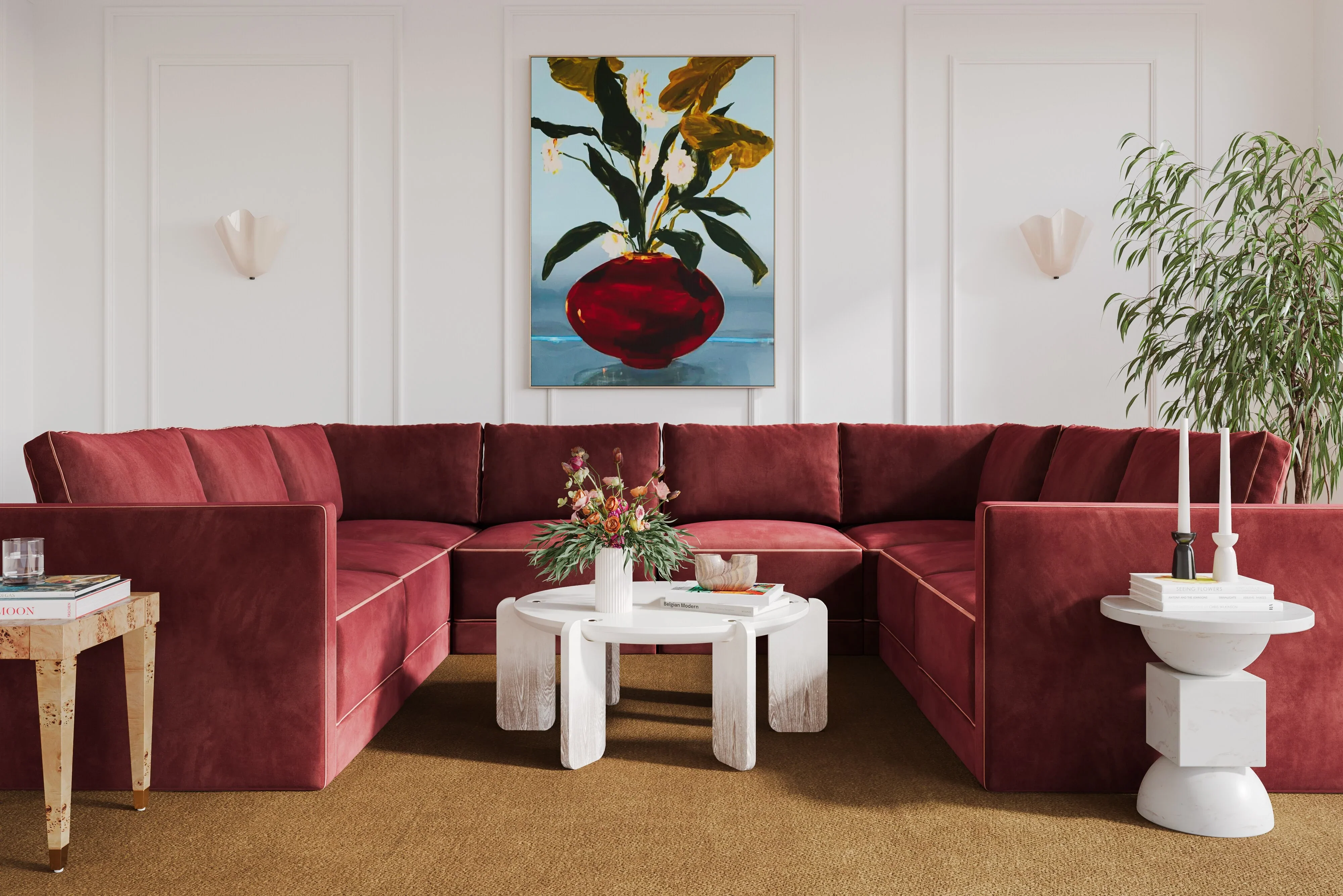 Willow 8-Piece Performance Velvet Modular Large U Sectional - Image 2