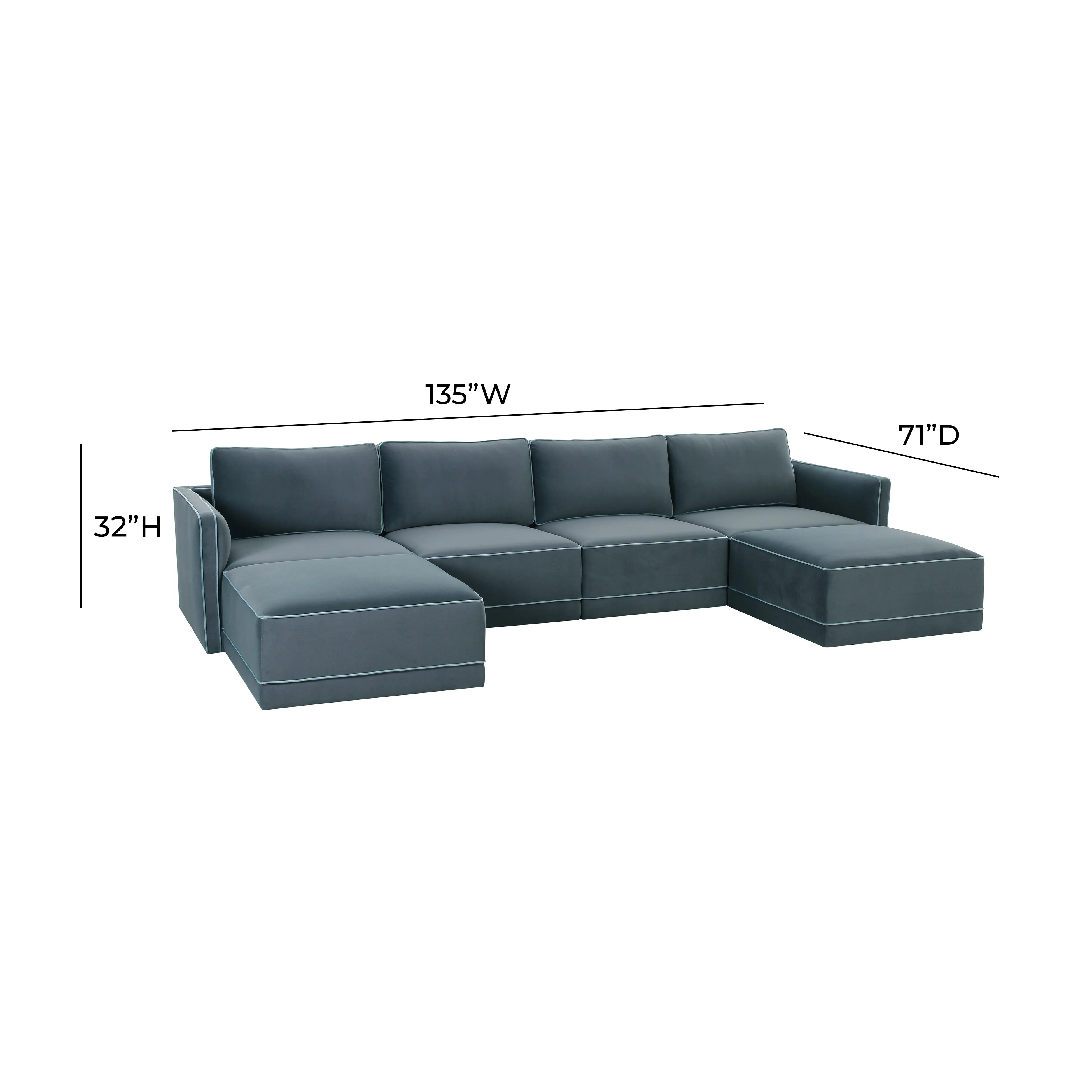 Willow 6-Piece Performance Velvet Modular U Sectional - Image 12