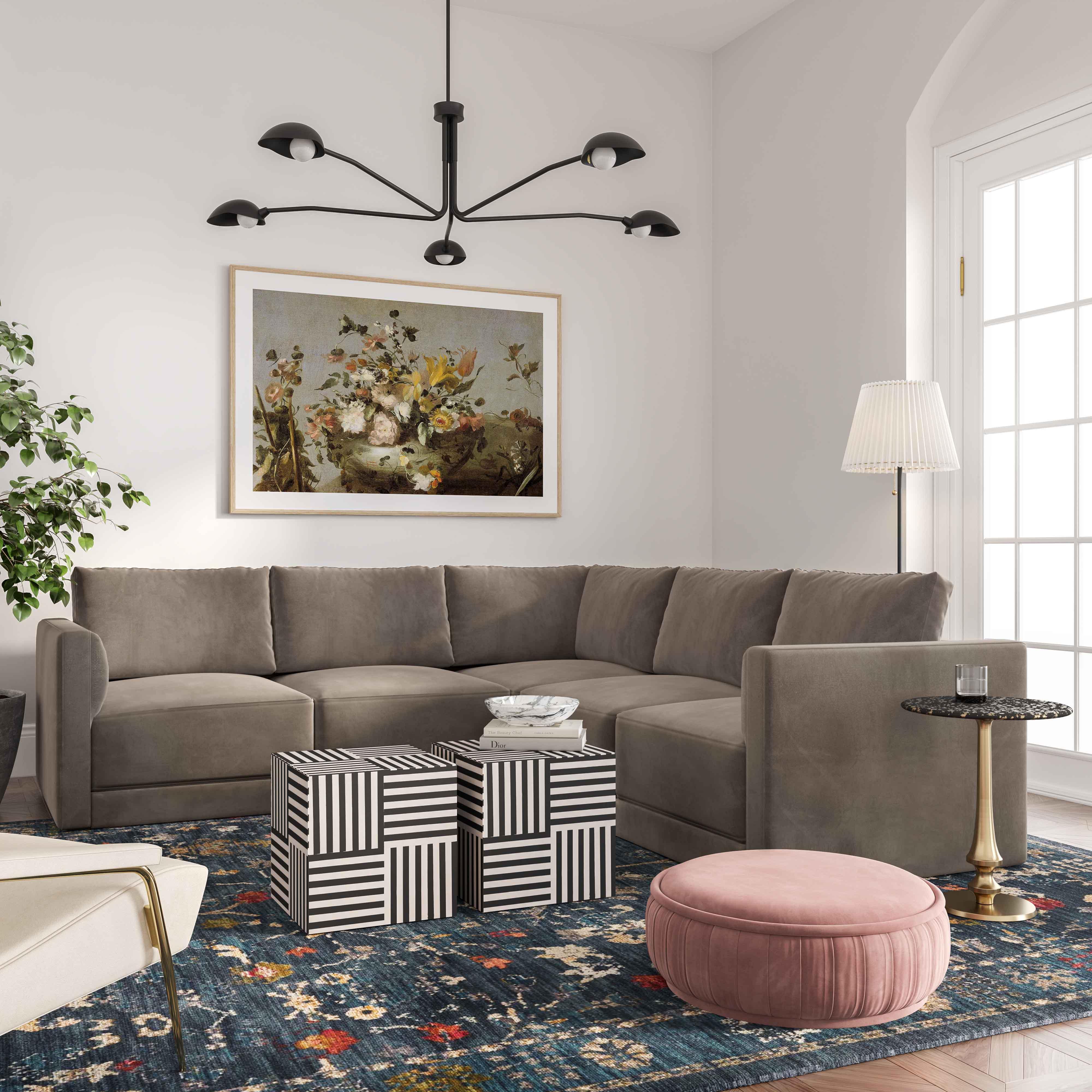 Willow 5-Piece Performance Velvet Modular L Sectional - Image 2