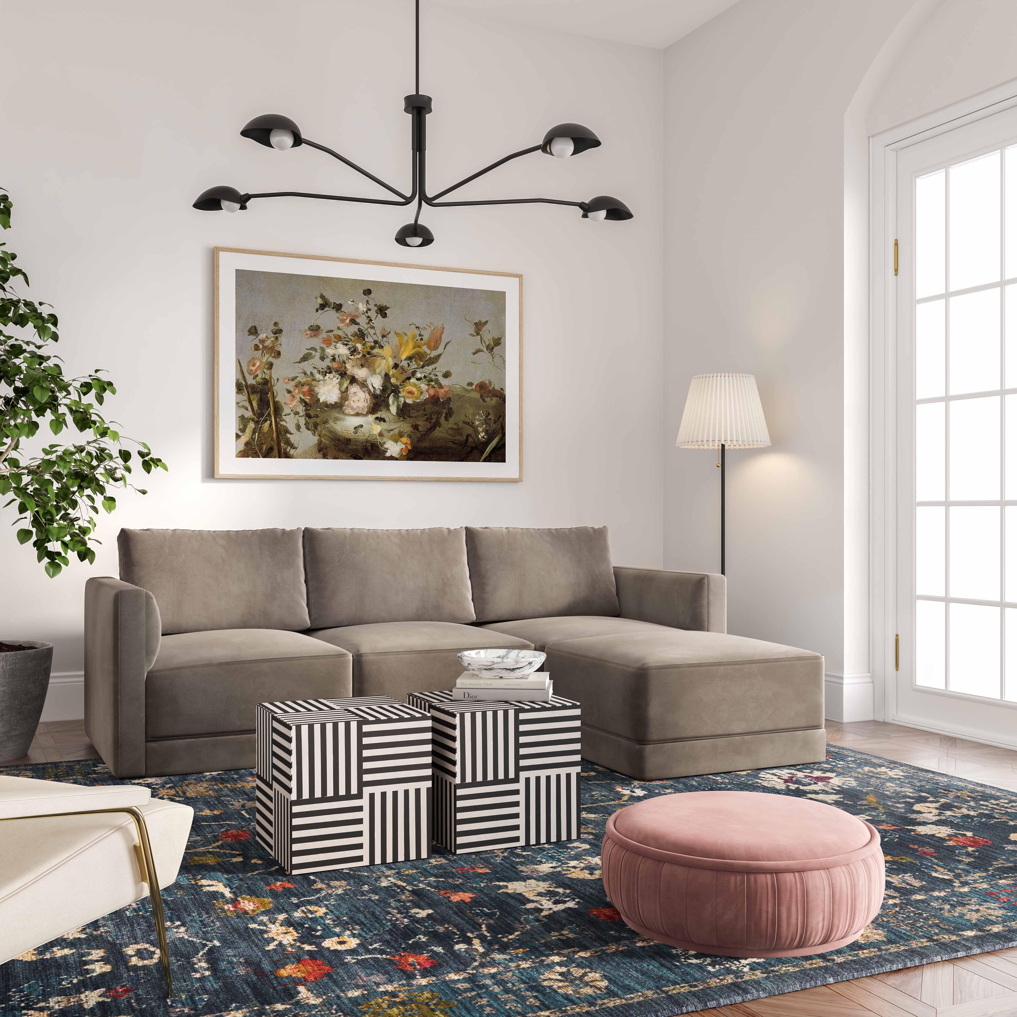 Willow 4-Piece Performance Velvet Modular Sectional - Image 2