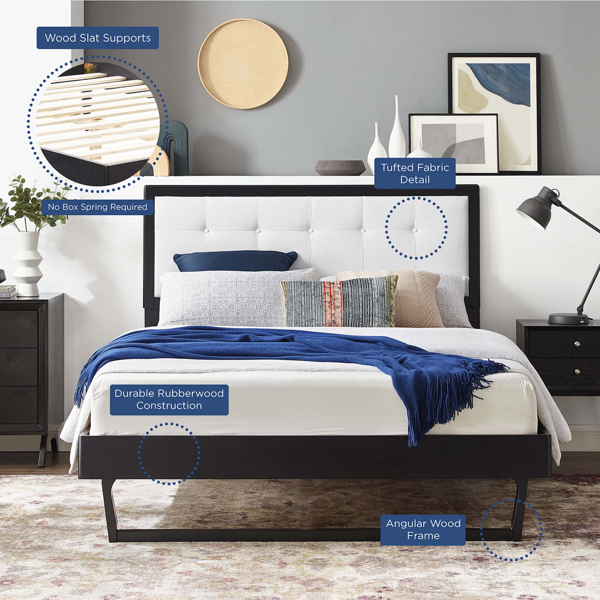 Willow Wood Platform Bed With Angular Frame - Image 23