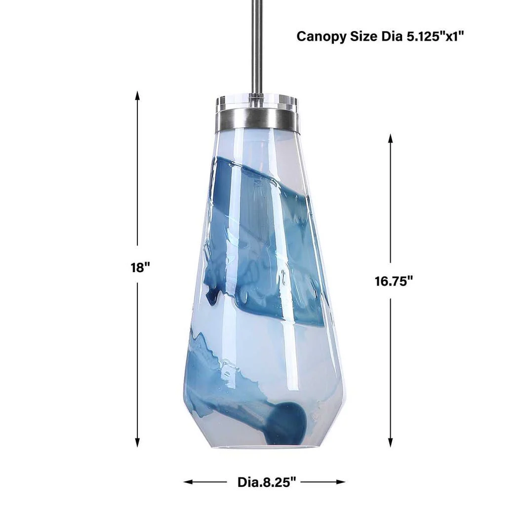 Windswept Blue & White, 1 Lt Mini Pendant - Image 11