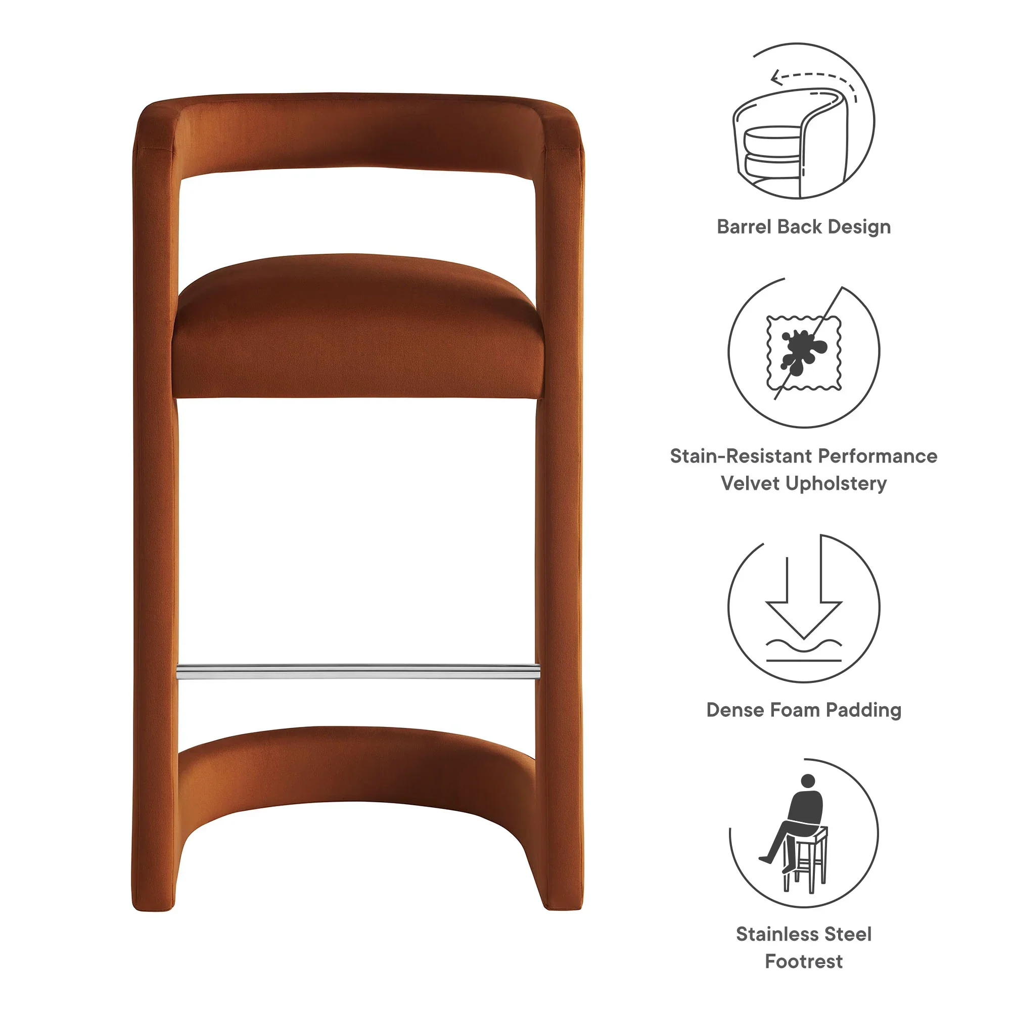 Winslow Performance Velvet Bar Stool - Image 35