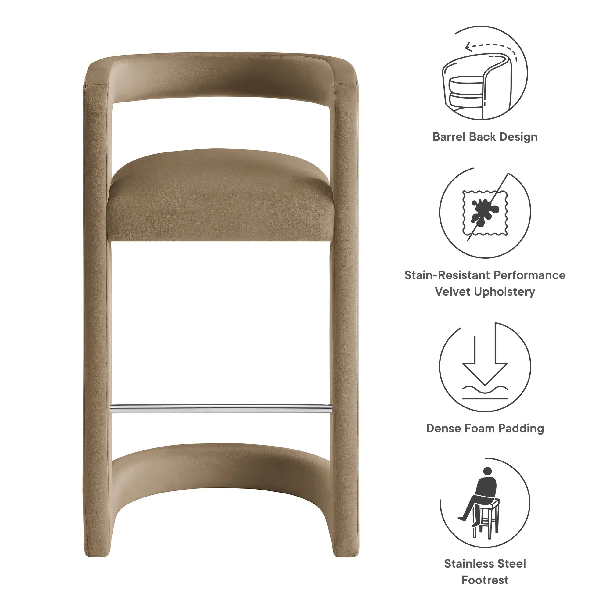 Winslow Performance Velvet Bar Stool - Image 53