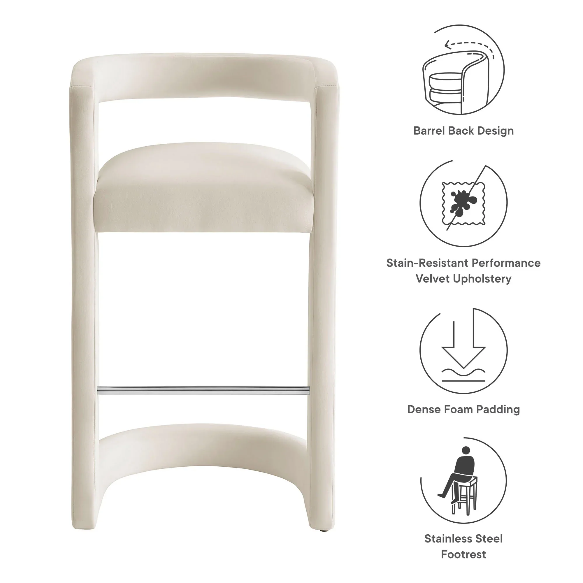 Winslow Performance Velvet Bar Stool - Image 8