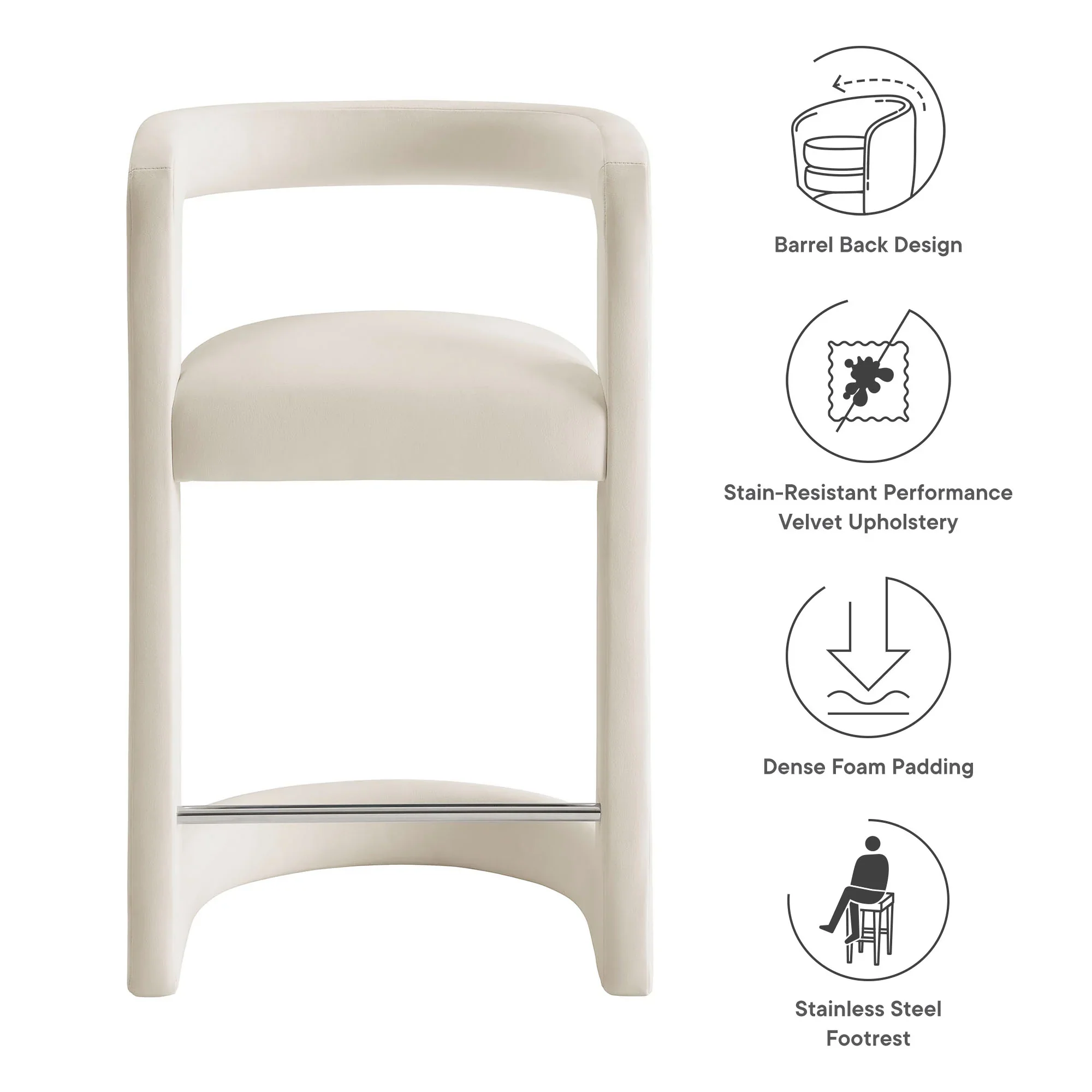 Winslow Performance Velvet Counter Stool - Image 8