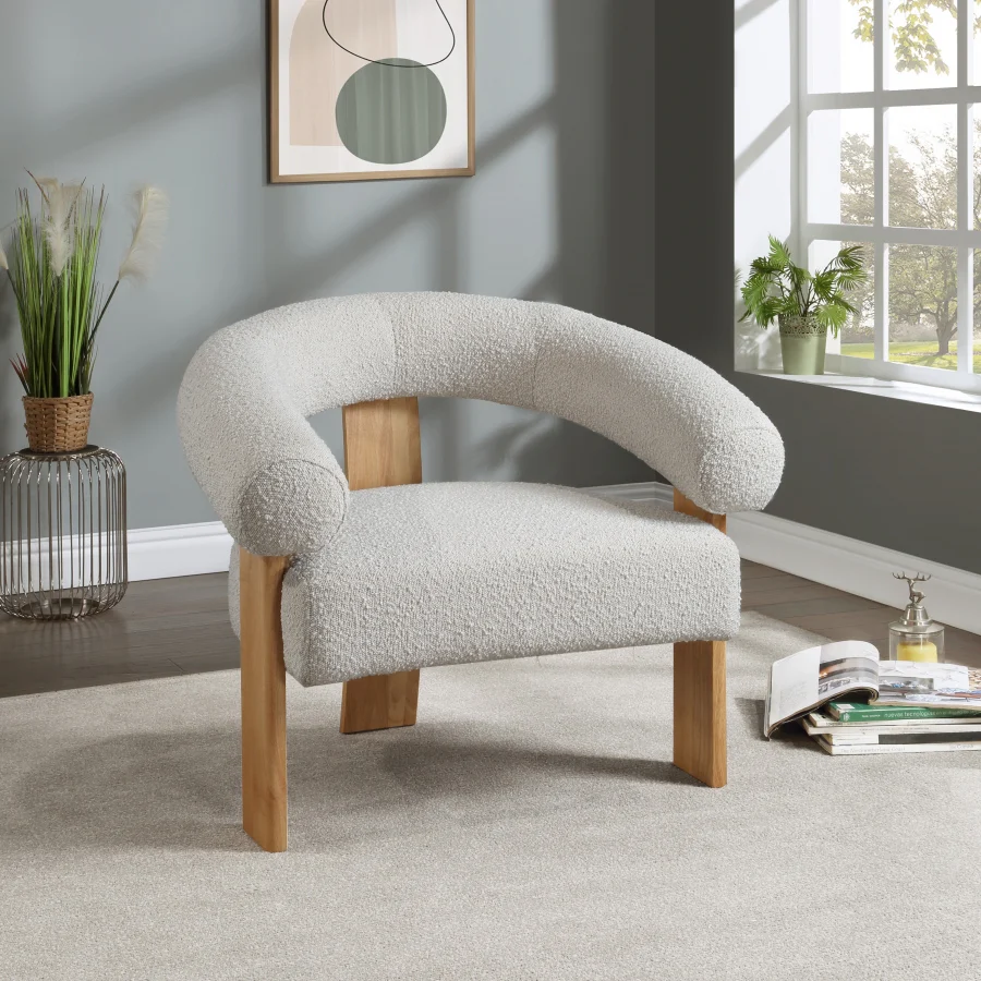 Winston Boucle Fabric Upholstered Accent Chair - Image 11